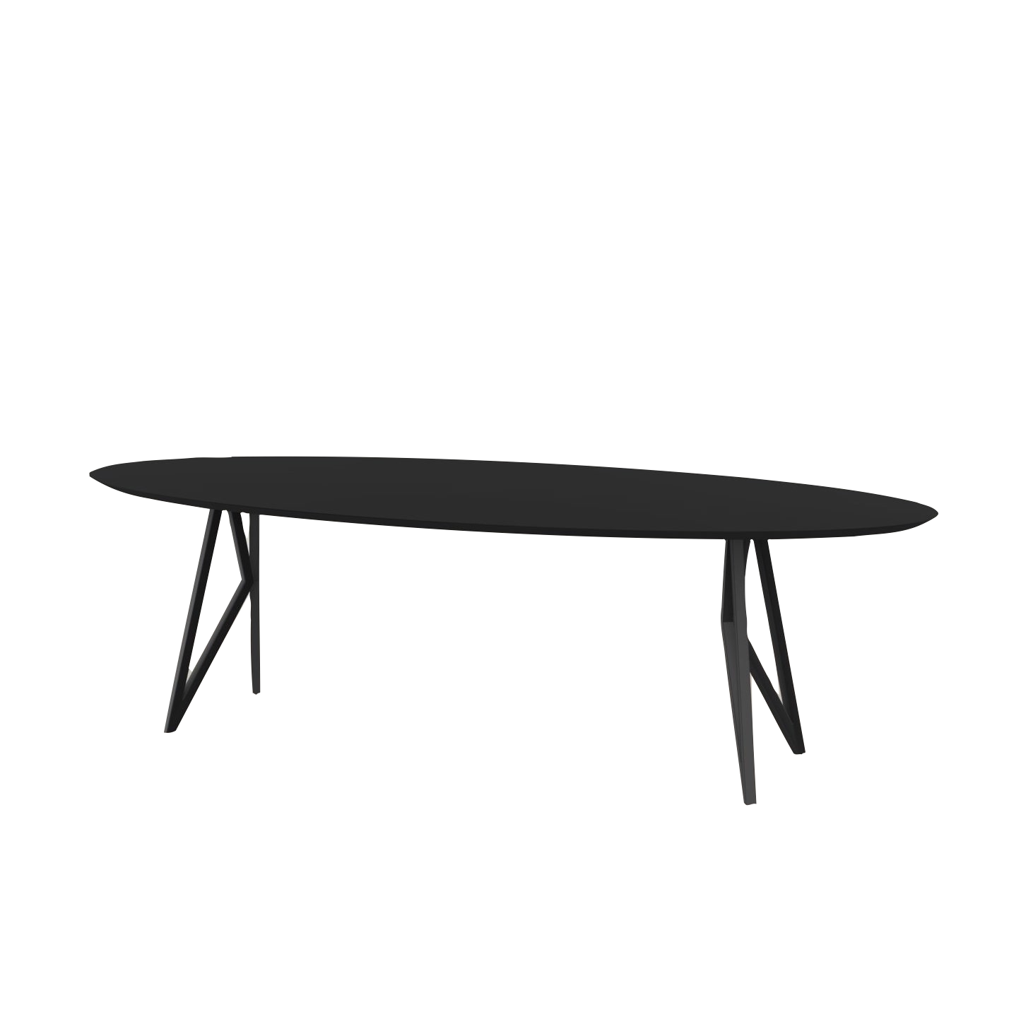 Studio HENK tafel Butterfly Ovaal - zwart frame, HPL Fenix nero ingo 200 x 120 | HPL Fenix Nero Ingo | Verjongde Rand | Frame Zwart