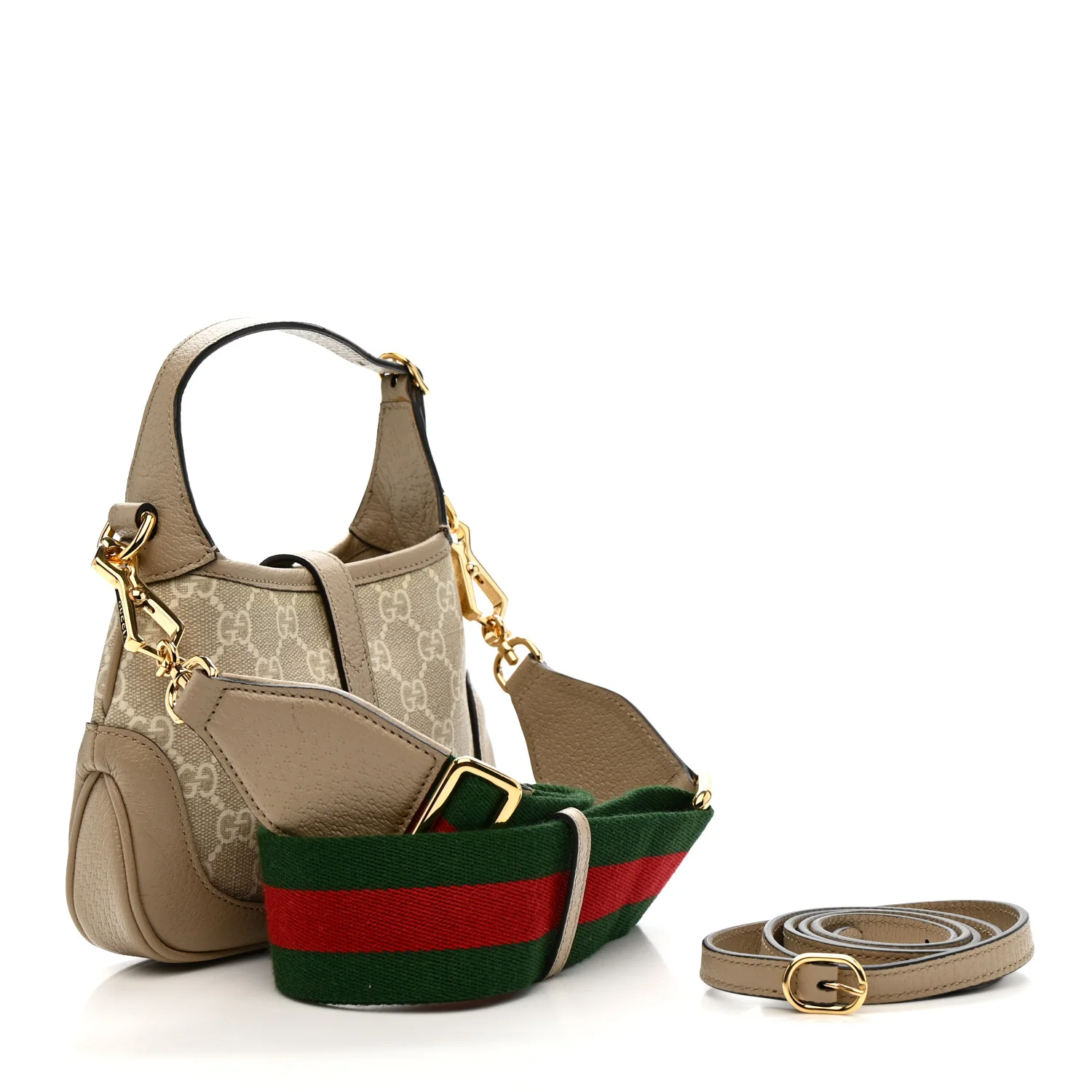 GG Supreme Monogram Textured Dollar Calfskin Mini Jackie 1961 Hobo Beige Mystic White Oatmeal - Top Club