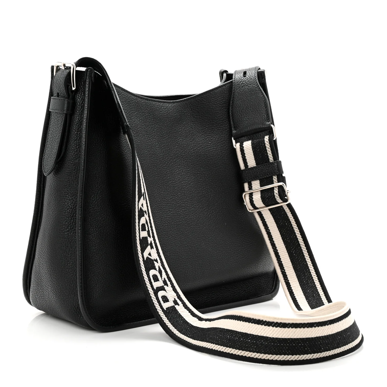 Vitello Daino Soft Hobo Messenger Bag Black - Top Club