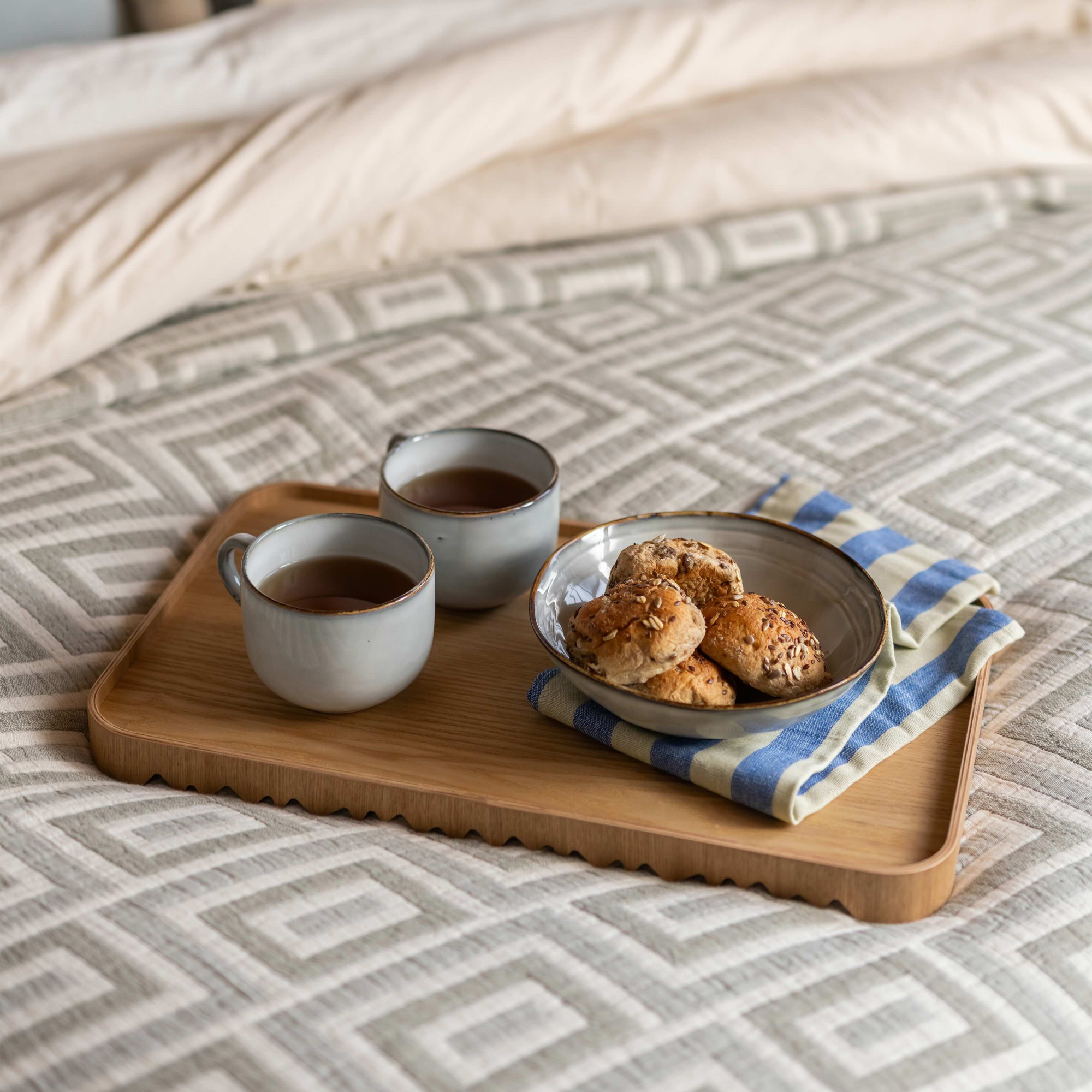Theedoek Olivia cobalt sand set van 2