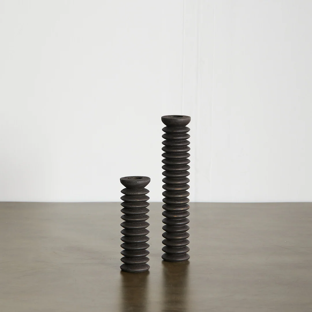 Spiral Pine Modern Wood Candle Candlestick Holder