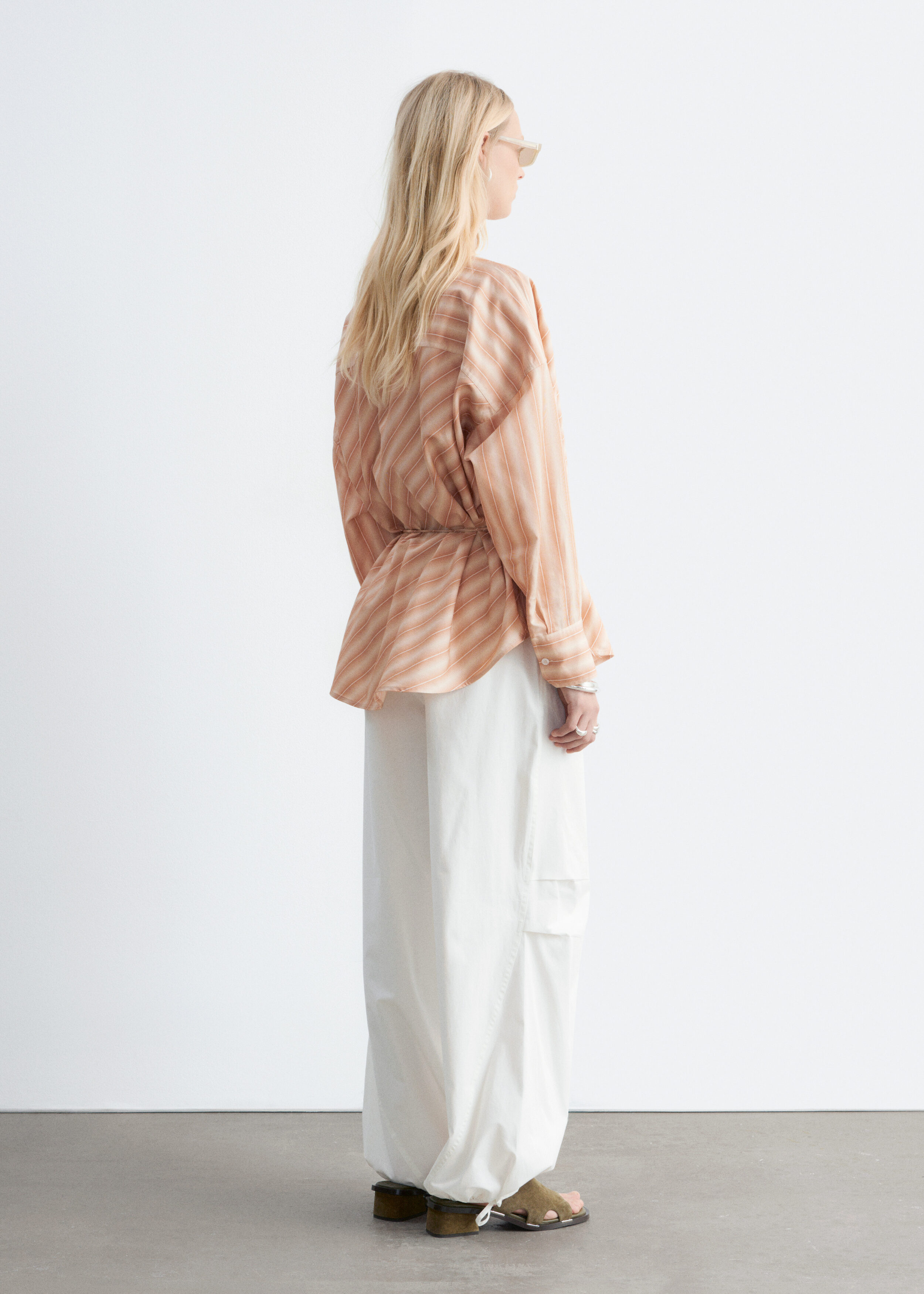 & Other Stories STRIPED COWL-NECK BLOUSE