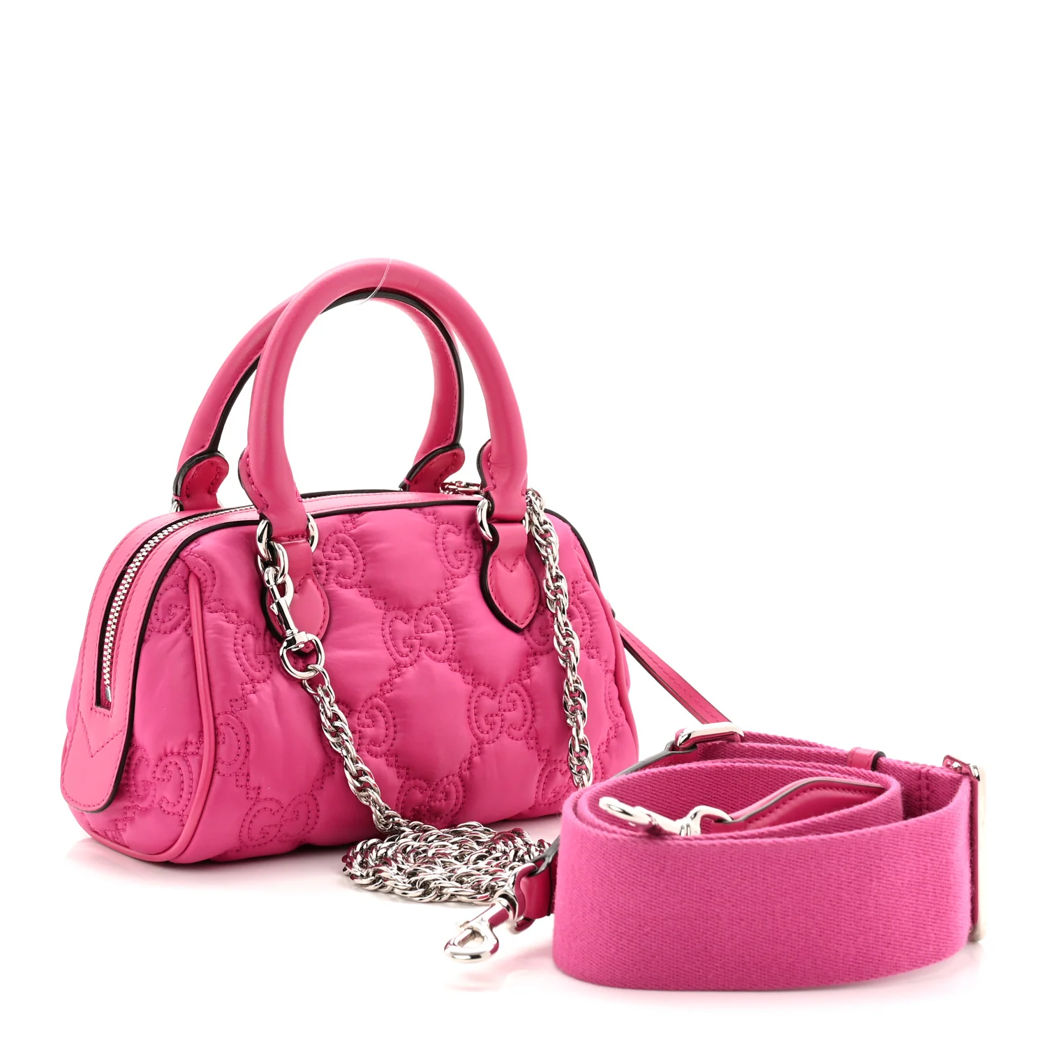 Nylon Calfskin Enamel GG Matelasse Mini Bowler Bag Lovely - Top Club