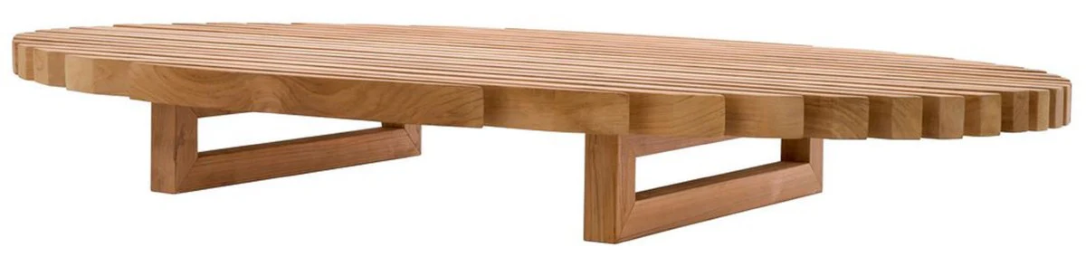 Luxury teak coffee table natural colors 170.5 x 99.5 x H. 21.5 cm - Oval teak living room table - Teak living room furniture - Solid wood furniture - Luxury furniture - Luxury furnishings