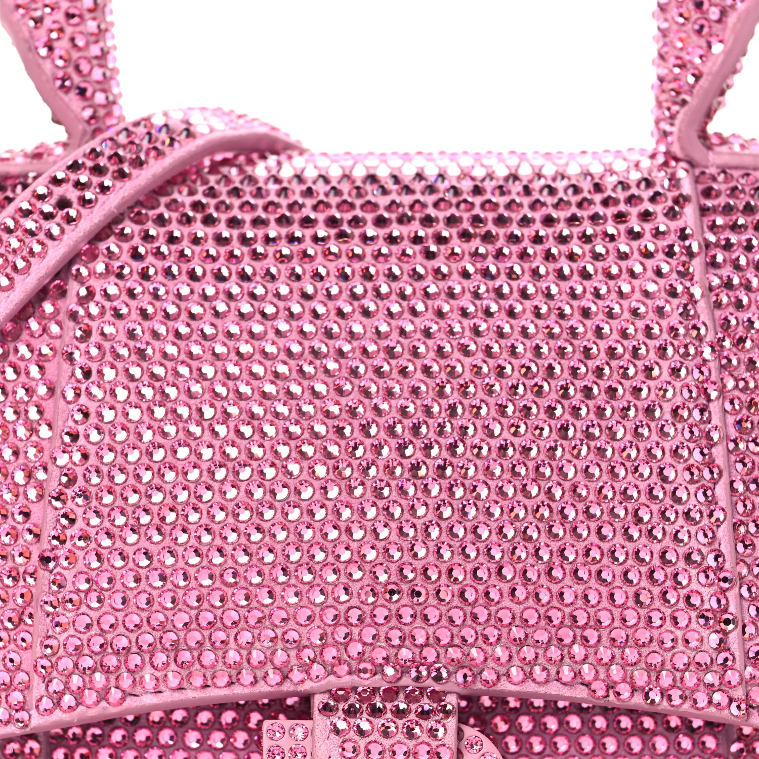 Strass Suede Hourglass Top Handle Bag XS Pink - Top Club