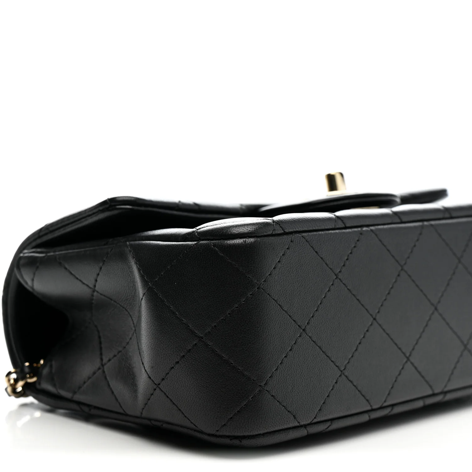 Lambskin Quilted Mini Top Handle Rectangular Flap Black - Top Club