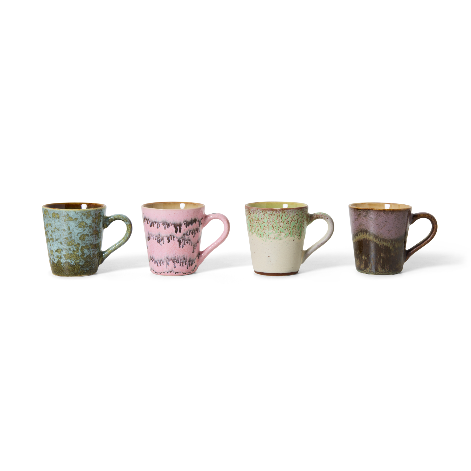 Servies 70's Ceramics espresso mok Brutalism - set van 4