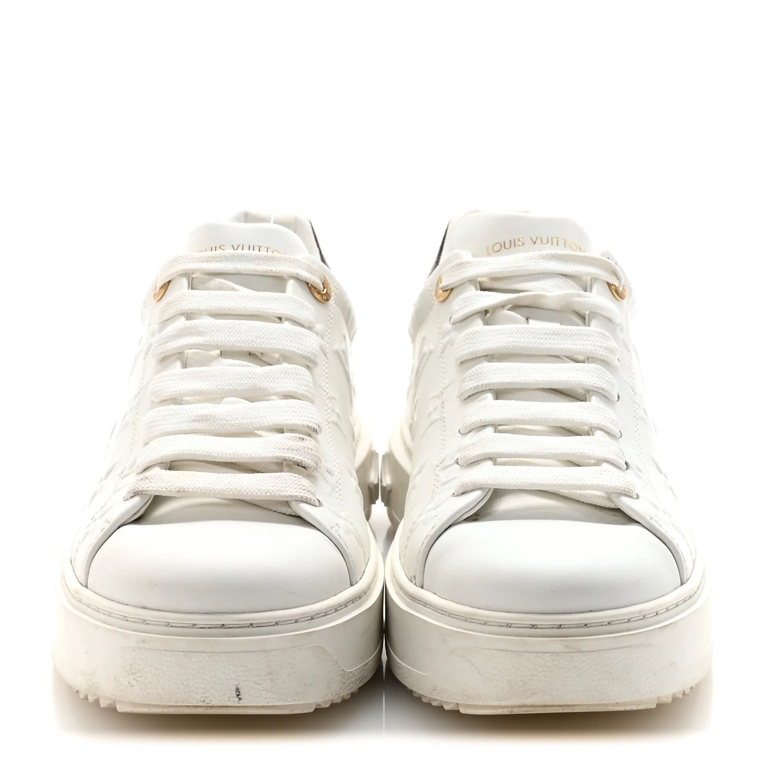 Lambskin Embossed Monogram Time Out Sneakers 40 White - Top Club
