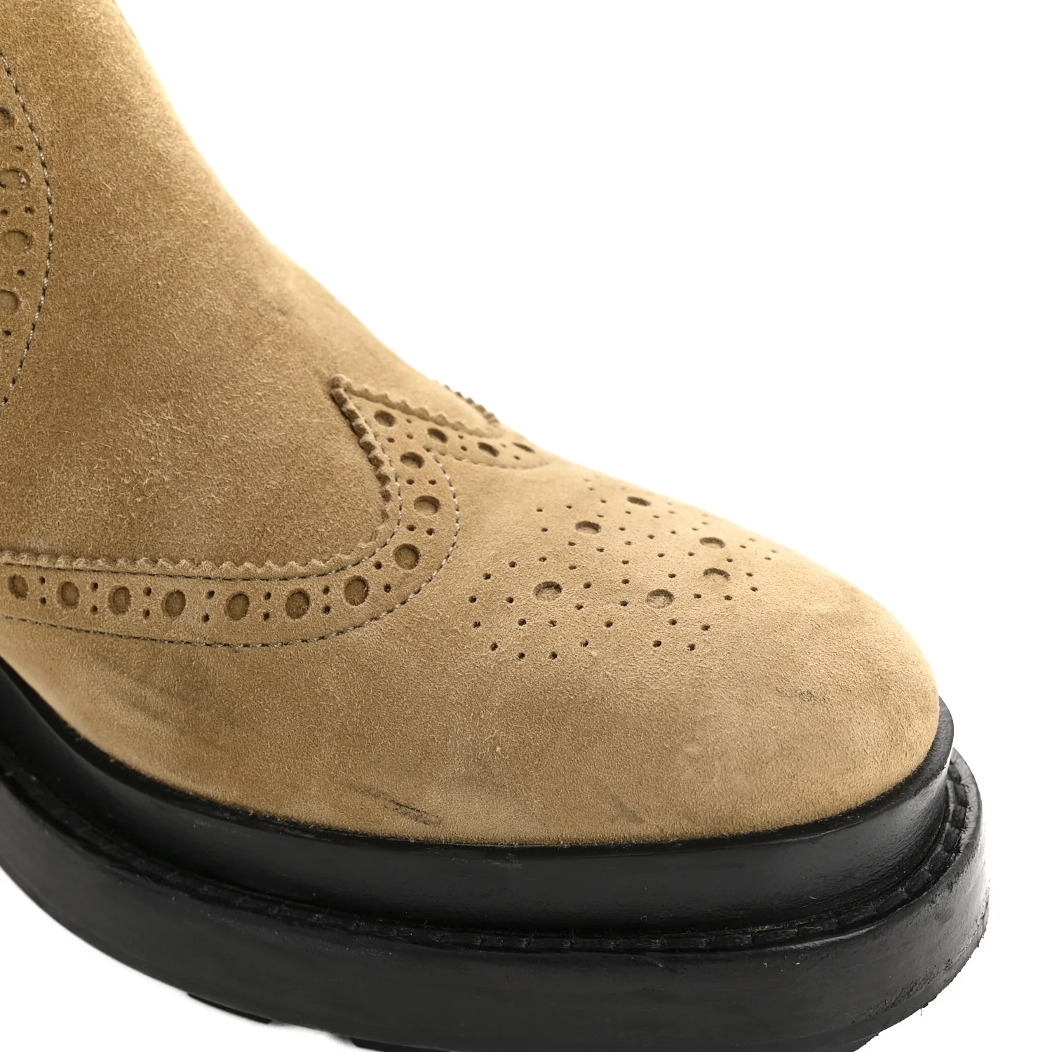 Suede Goatskin Chelsea Ankle Boots 37 Beige Gobi - Top Club