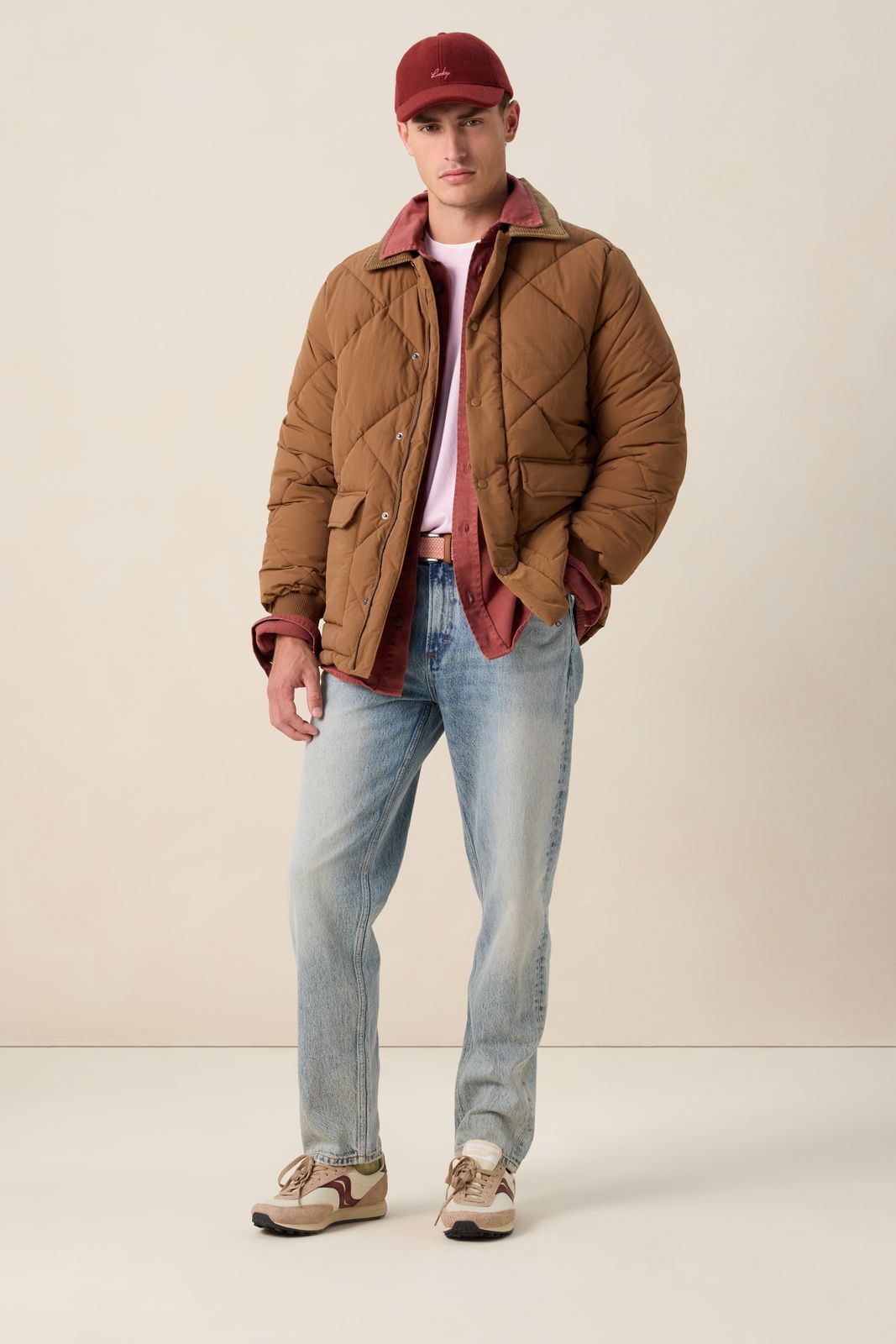 Bruine quilted corduroy jas
