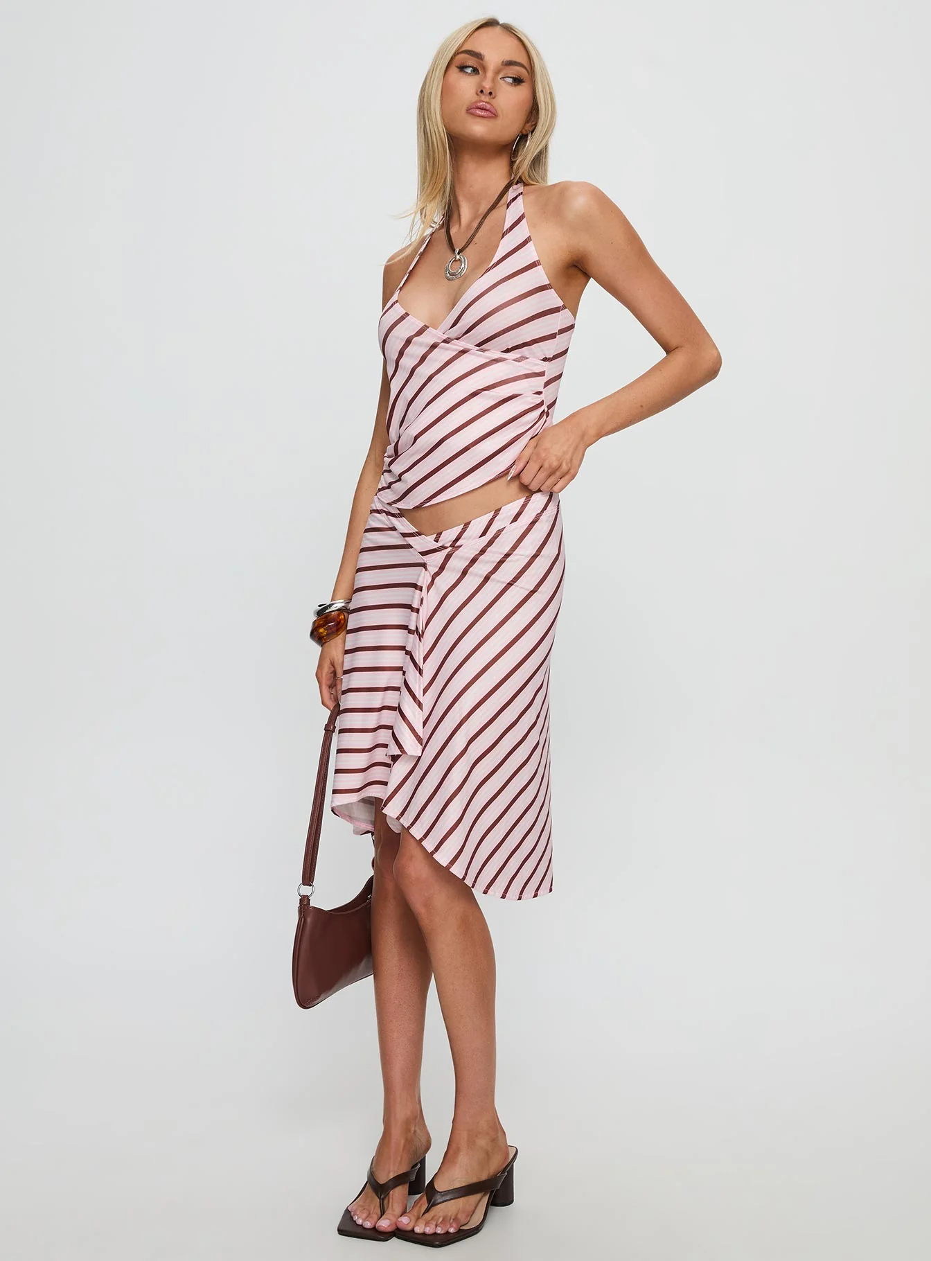Esmeray Midi Skirt Pink Stripe