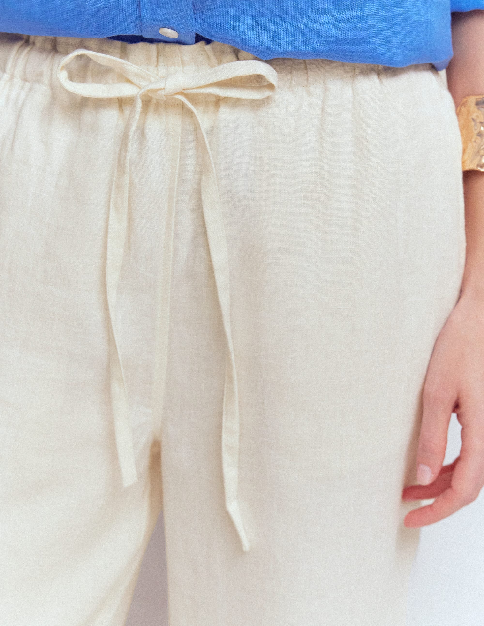 Islington Verkürzte Leinenhose-Naturweiß