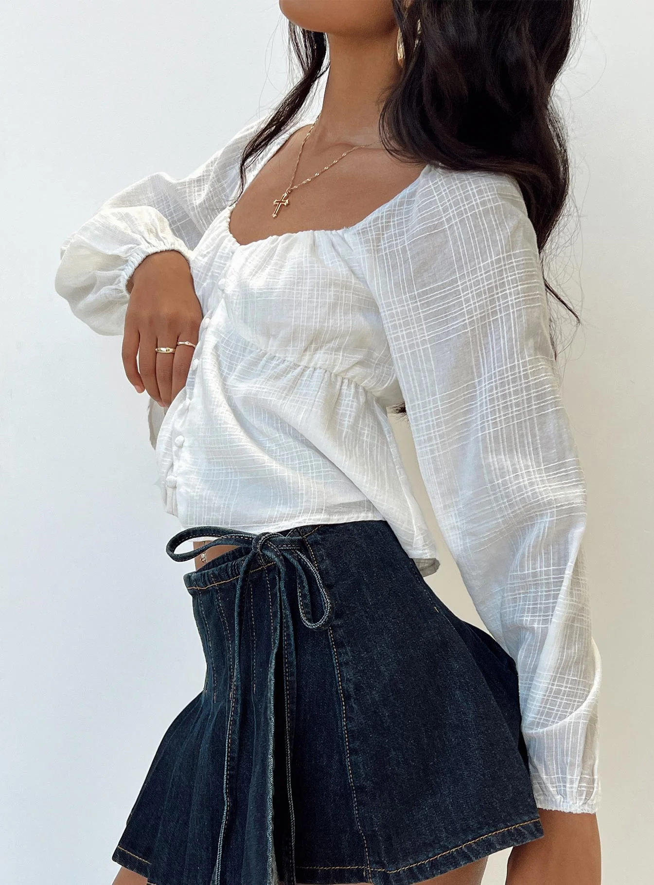 Maxime Long Sleeve Top White