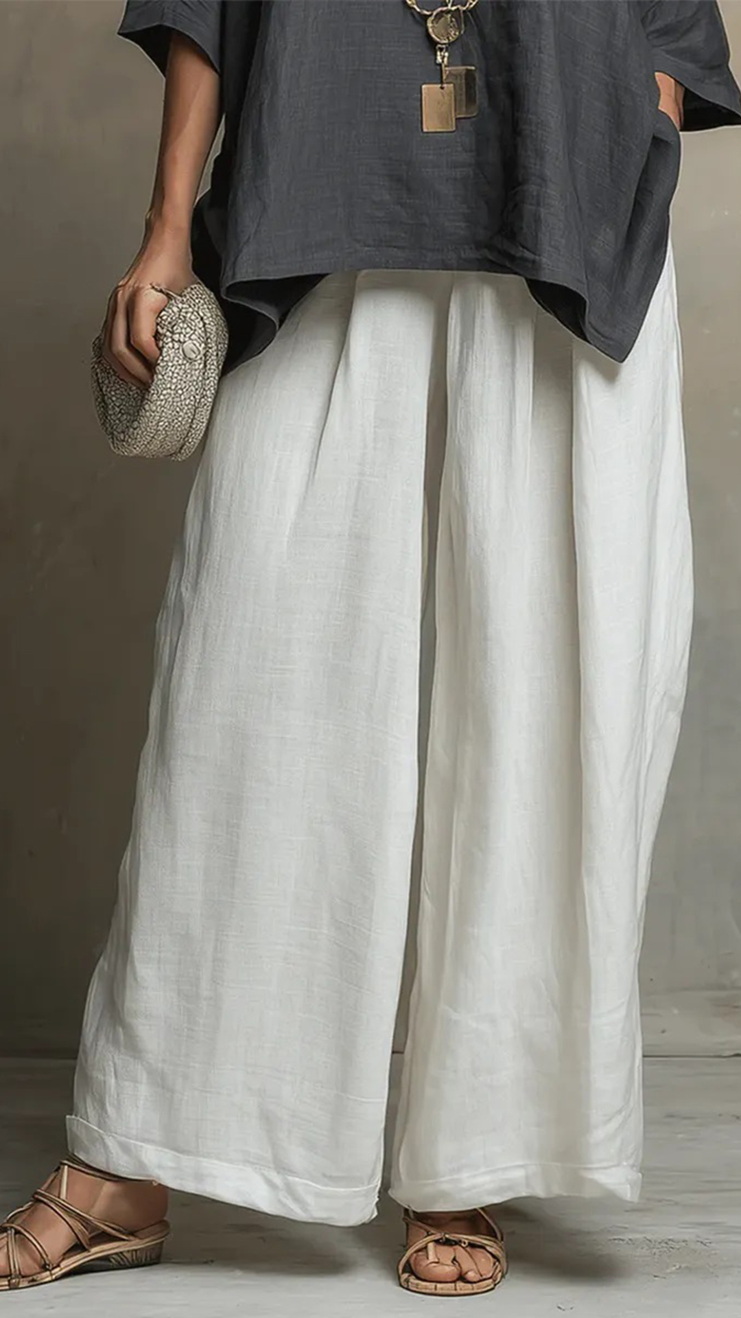 Cozy Cotton-linen Irregular Top And Wide-leg Pants Two-piece Set - Nordfashionstorm - Women's Clothing, Fashion for You - Nordfashionstorm.com