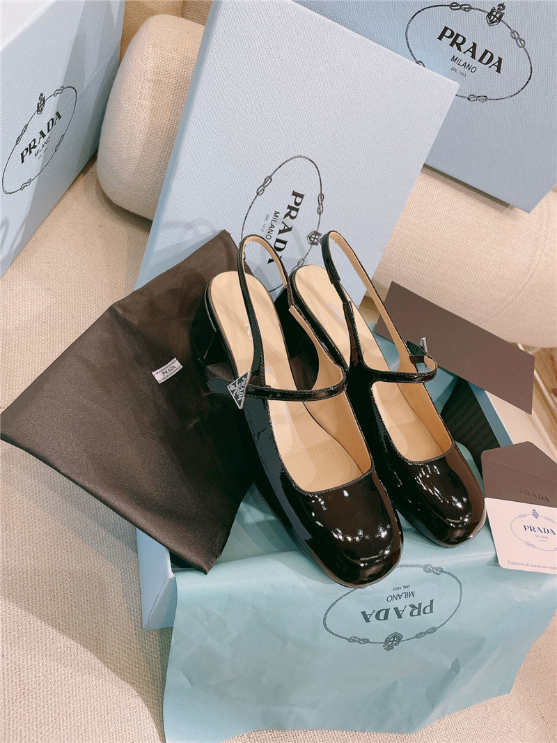 prada patent leather back strap mary jane round toe sandals - Sneaker Replica Workshop