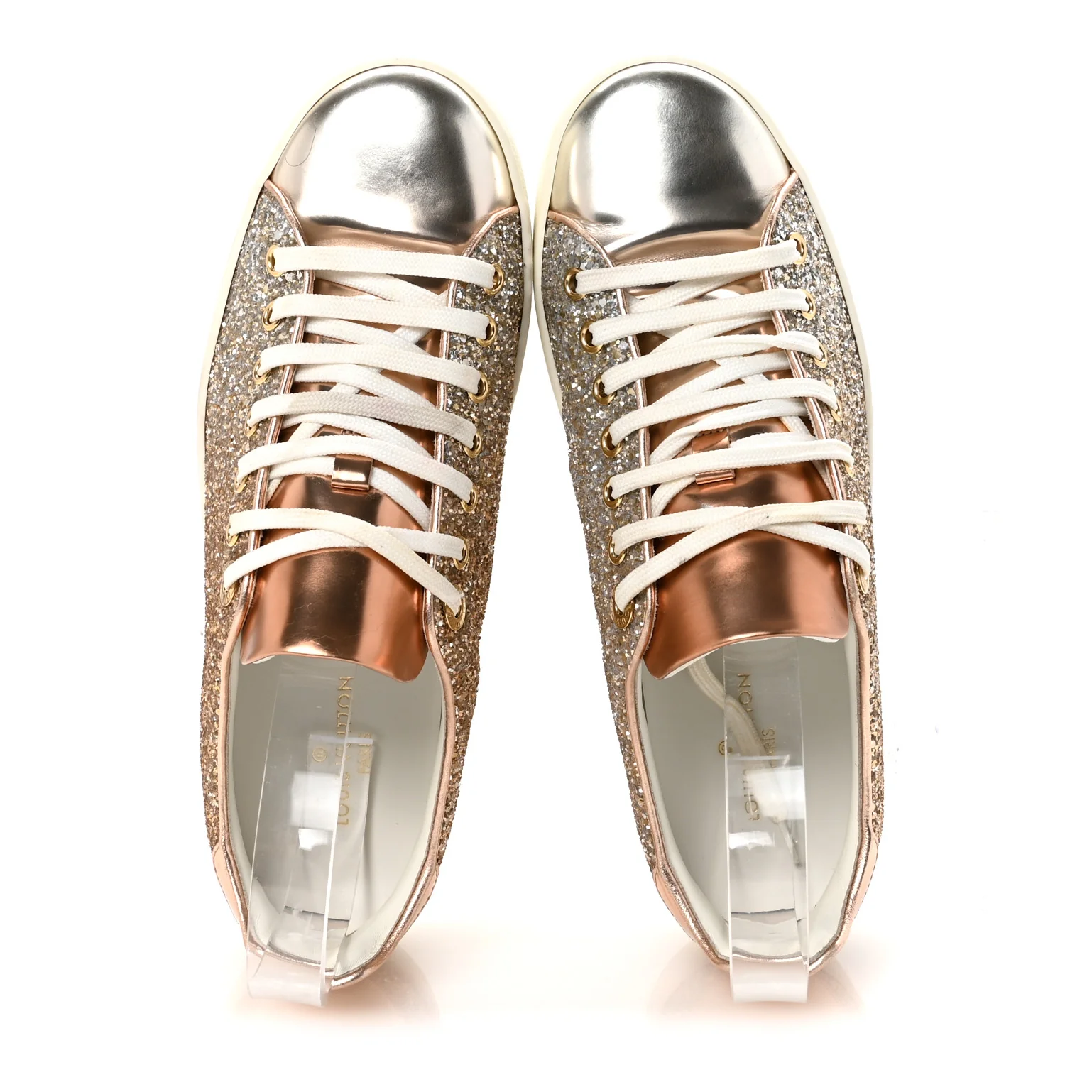 Metallic Glitter Frontrow Sneakers 37 Rose Gold