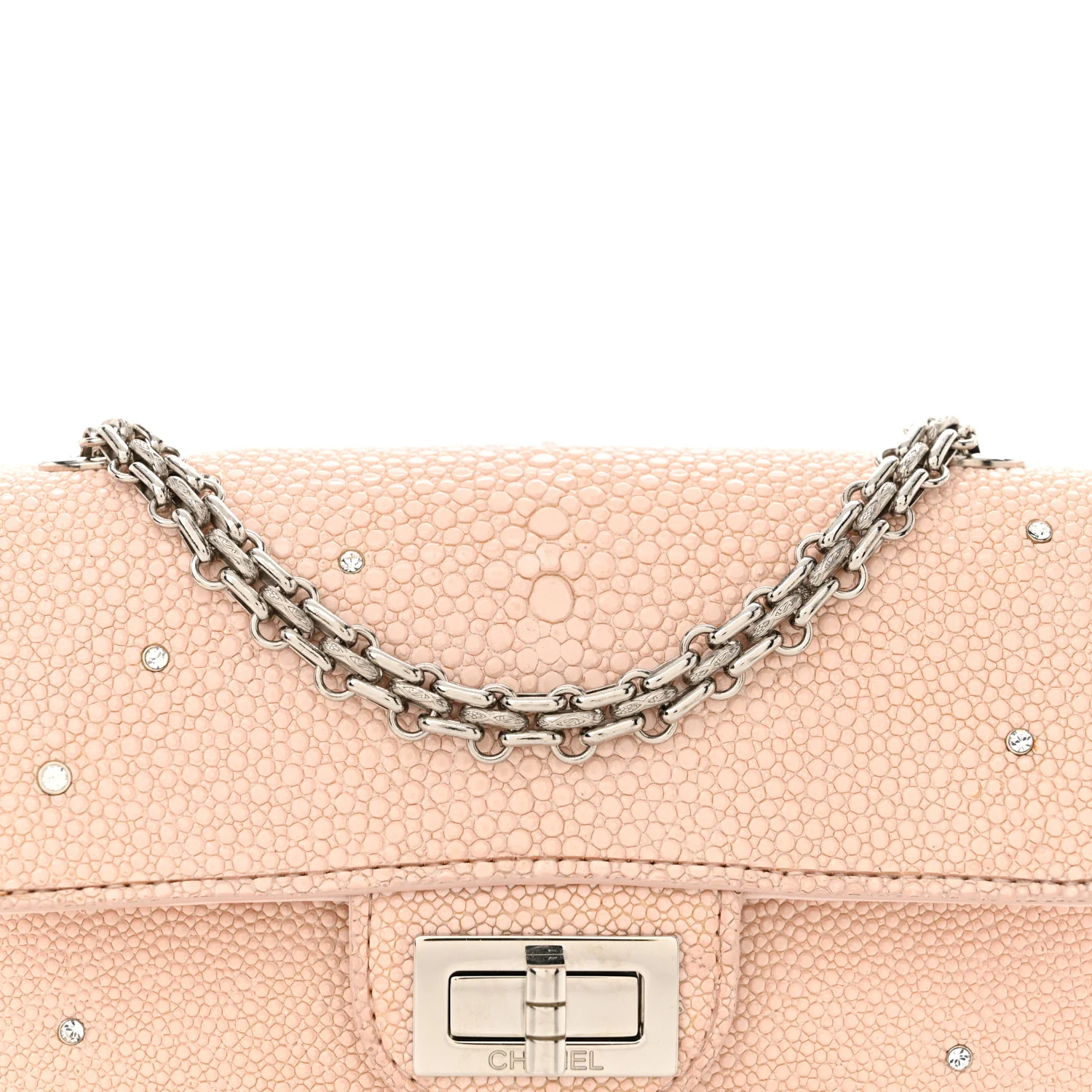Galuchat Stingray Crystal Embellished 2.55 Reissue Mini Flap Light Pink - Top Club