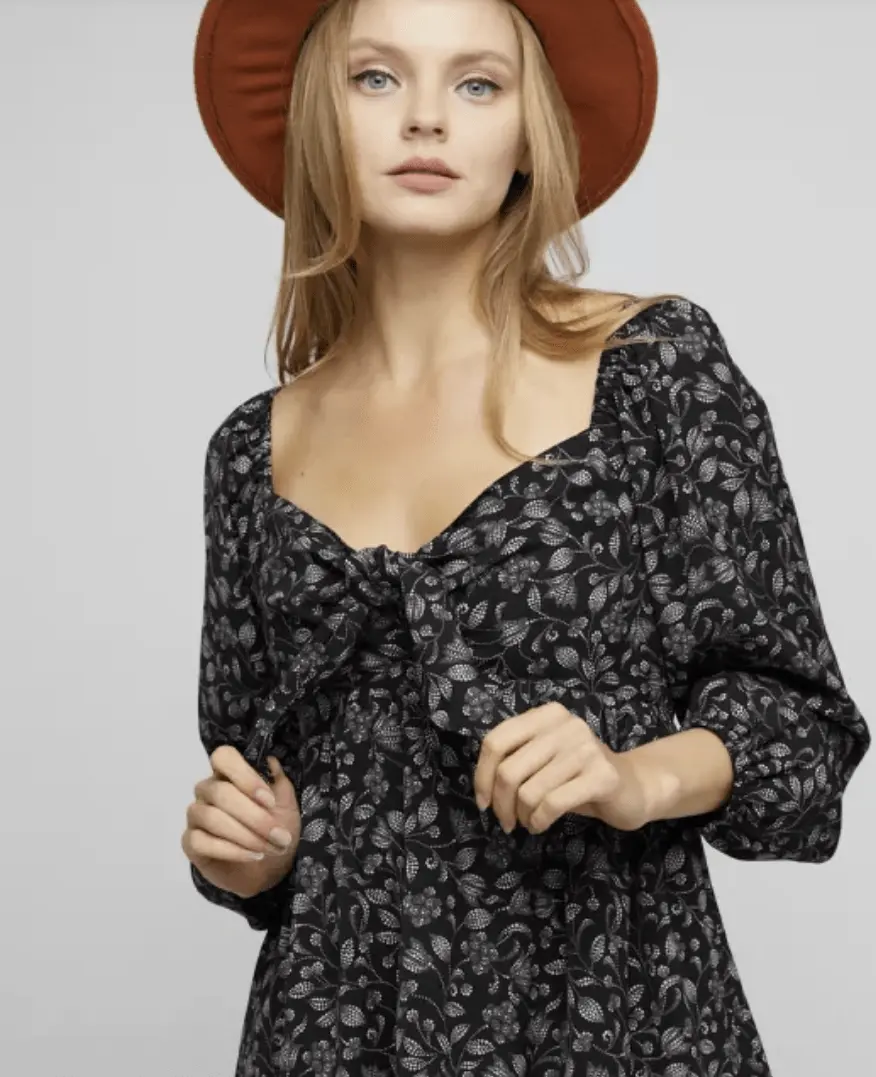 If I Loved You Tie Front Babydoll Long Sleeve Blouse - ALJEGJ