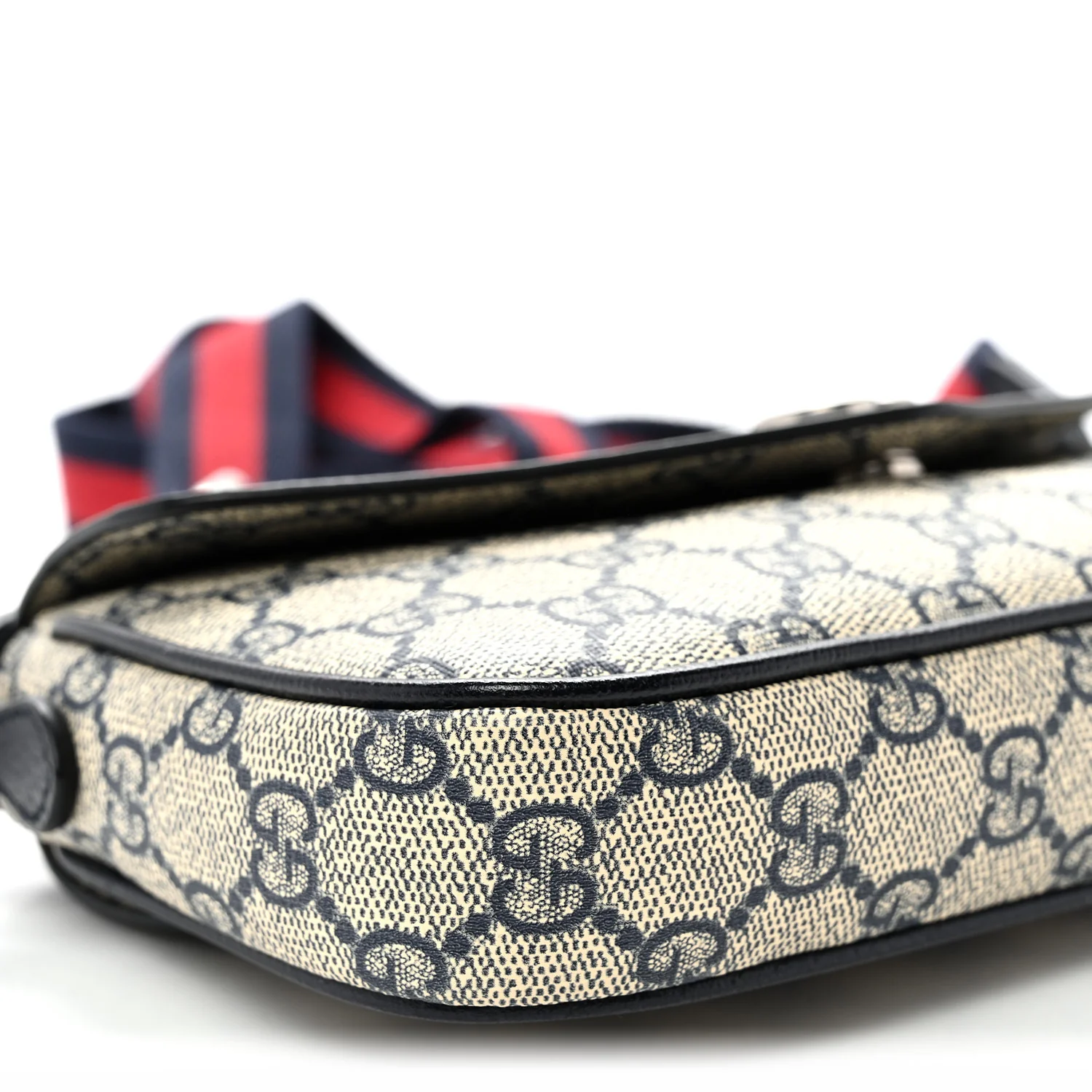 GG Supreme Monogram Textured Dollar Calfskin Web Mini Ophidia Envelope Shoulder Bag Beige Blue - Top Club
