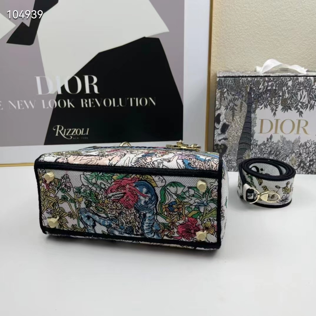 CD Women CD Medium Lady D-Lite Bag Latte Multicolor D-Constellation Embroidery - Top Club