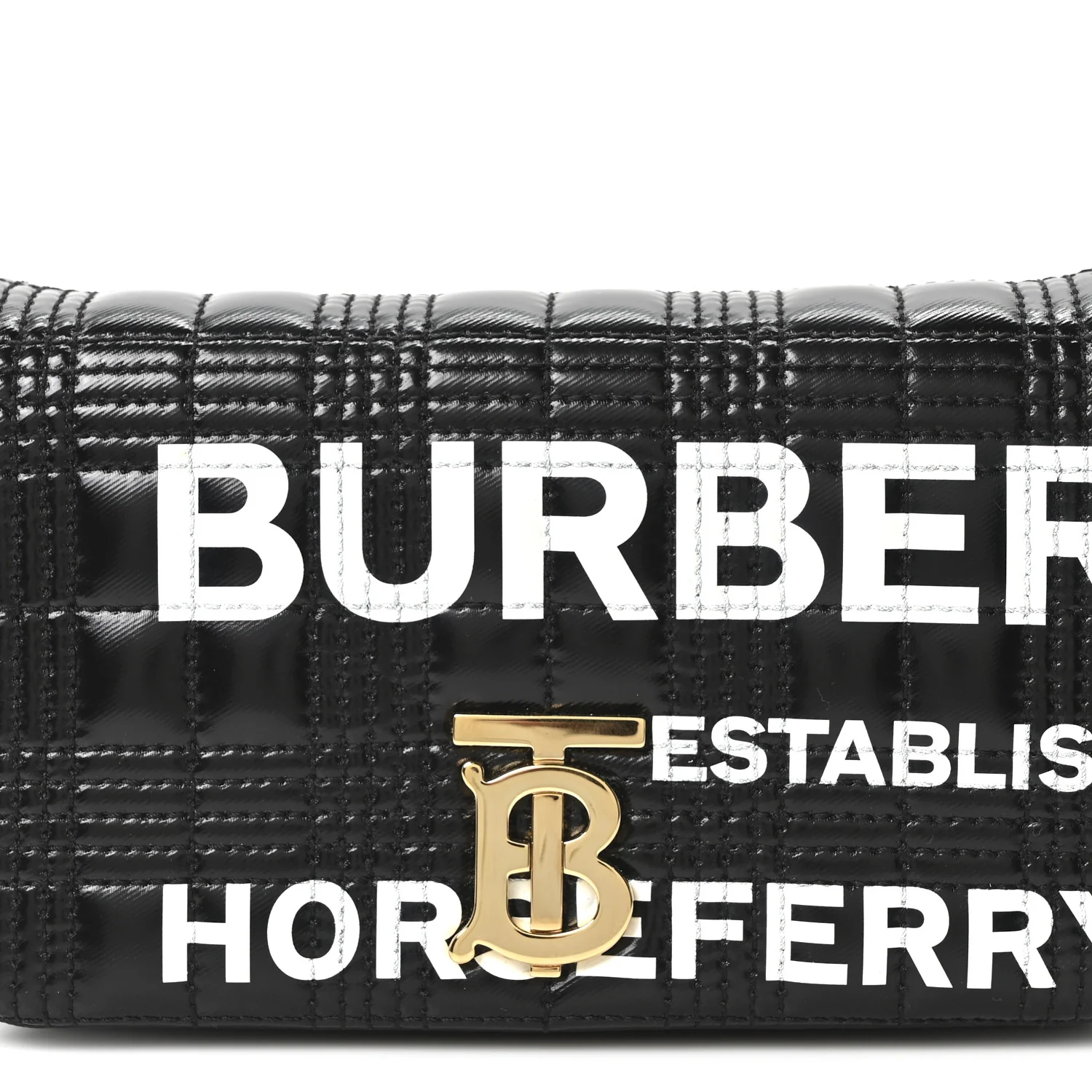 Patent Quilted Horseferry Print Lola Bum Bag Black - Top Club
