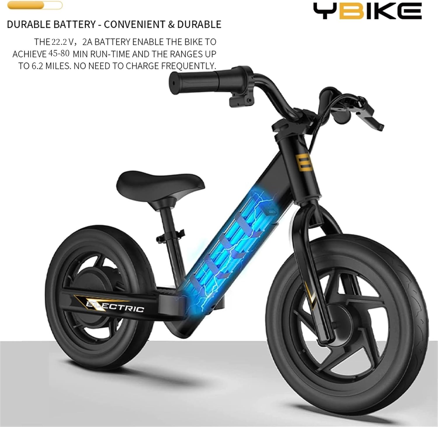 Ybike Bicicletta Elettrica di Bilanciamento per Bambini 3-5 Anni, 12 Pollici bici senza pedali, Design Sicuro e Leggero, Bici Elettrica con Sedile Regolabile, Ideale per Apprendimento Equilibrio