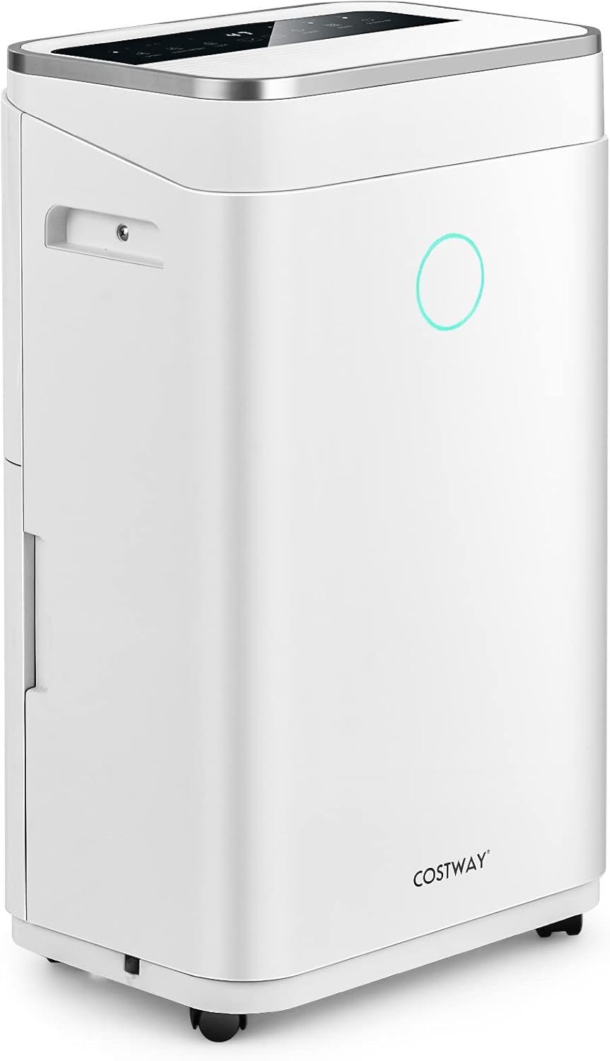 COSTWAY Deumidificatore Casa 25 L al Giorno, con Tubo di Scarico, Scarico Automatico o Manuale, Timer 24 ore, Protezione Straripamento e Serbatoio ’Acqua 6,5 L per Spazi Fino a 30 m2