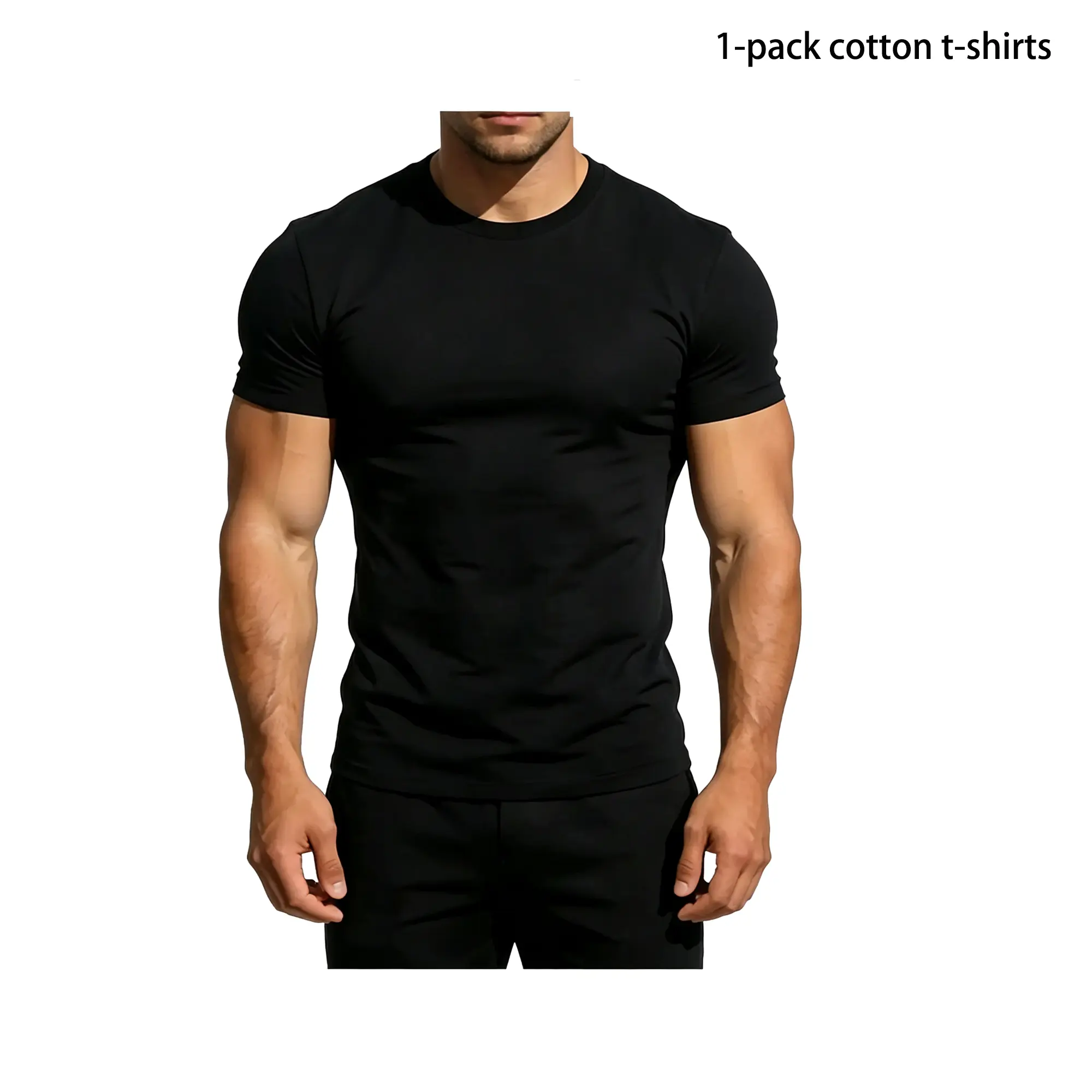 1/2/3/4/5 Pack Men’s Heavyweight White Cotton Crew Neck T-Shirt, Classic Casual Streetwear Basic Top