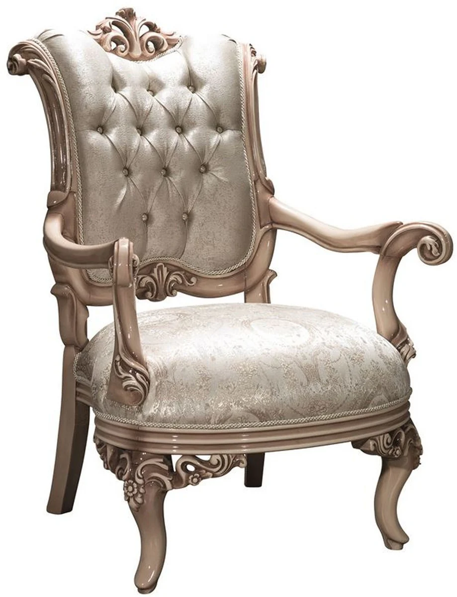 Luxury baroque living room set silver / cream / beige - 2 sofas & 2 armchairs & 1 coffee table - magnificent living room furniture in the baroque style