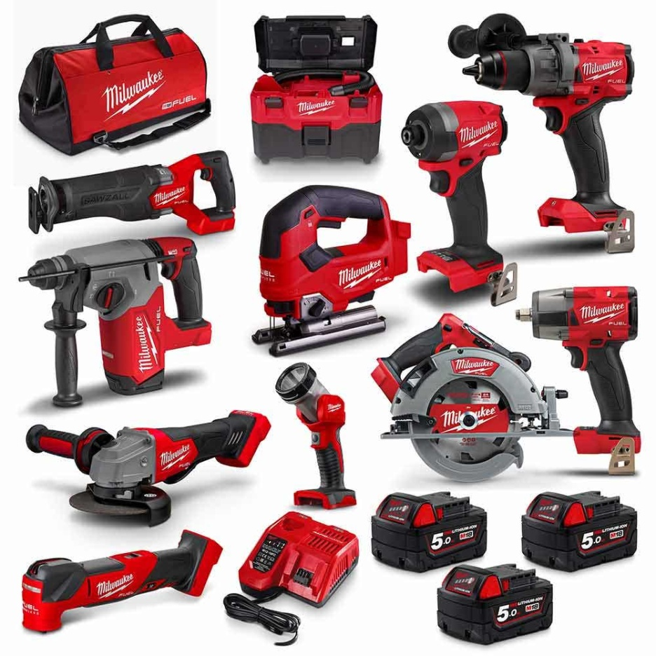 MILWAUKEE 18V FUEL 11 pieces 3 x 5.0Ah combo kit M18FPP11A3503B