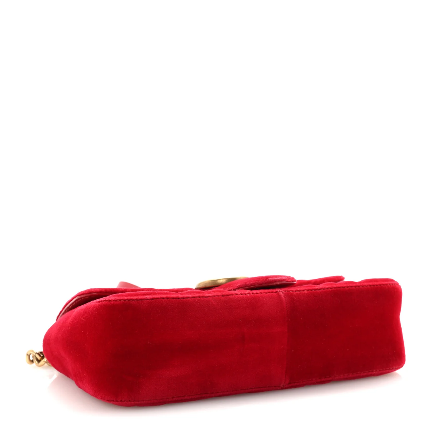 Velvet Matelasse Mini GG Marmont Shoulder Bag Hibiscus Red - Top Club