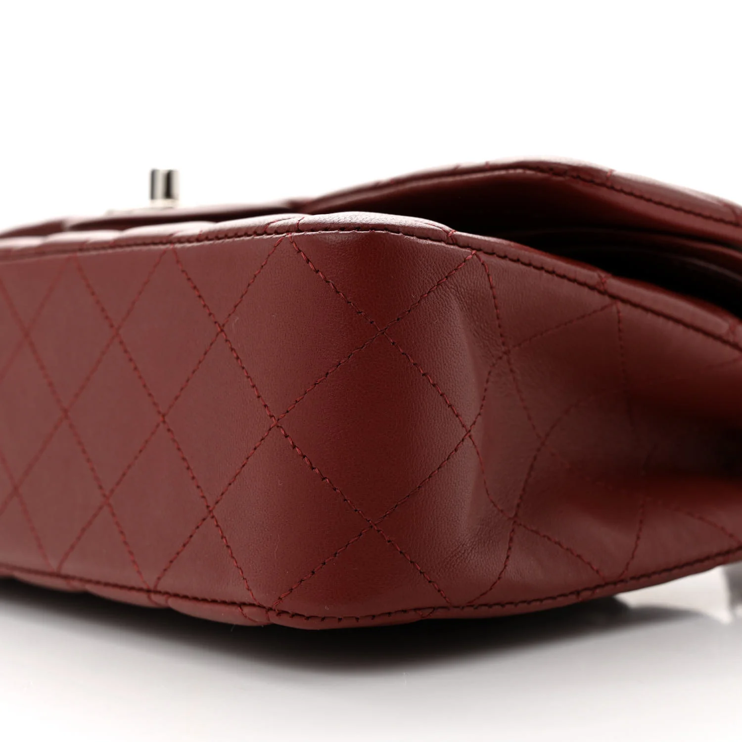 Lambskin Quilted Medium Double Flap Burgundy - Top Club