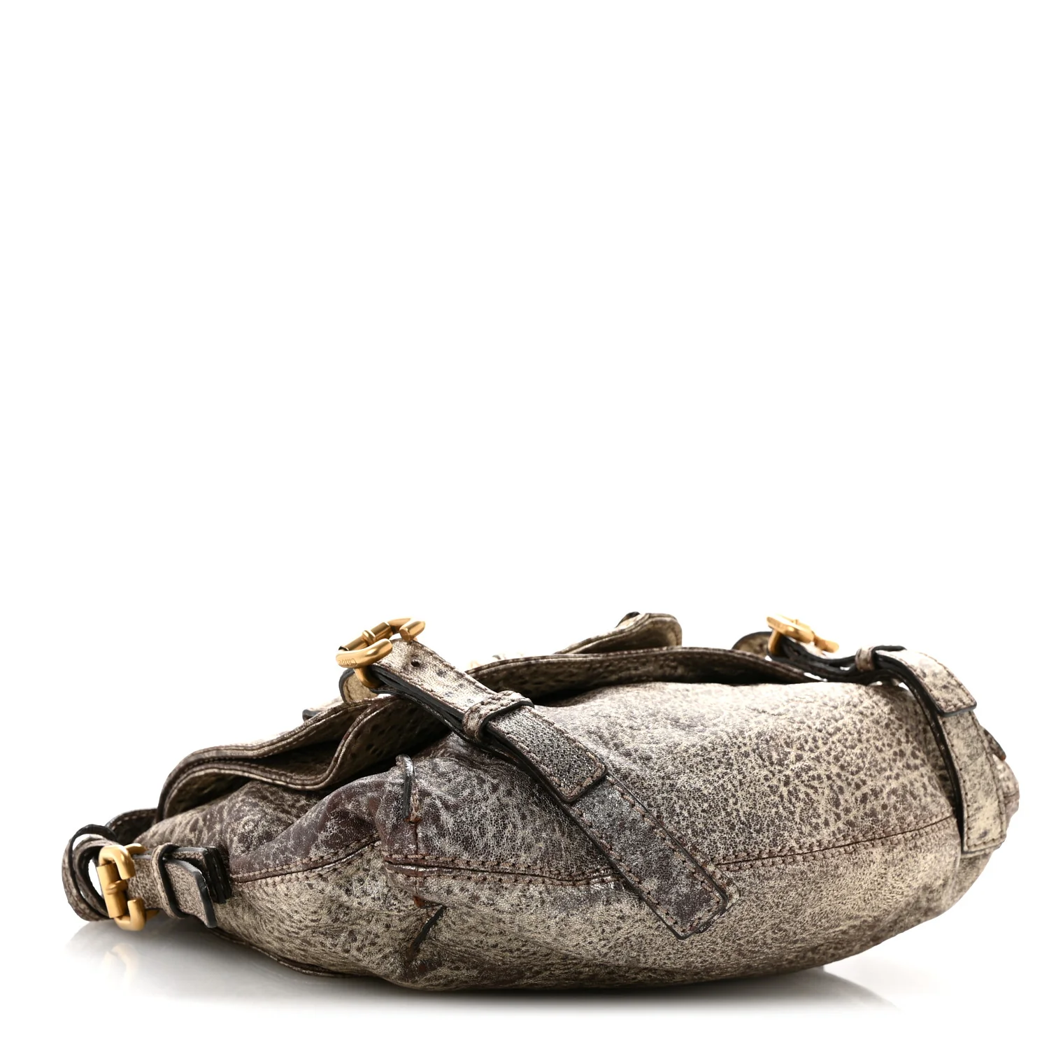 Metallic Pebbled Lambskin Paddington Satchel Grey - Top Club