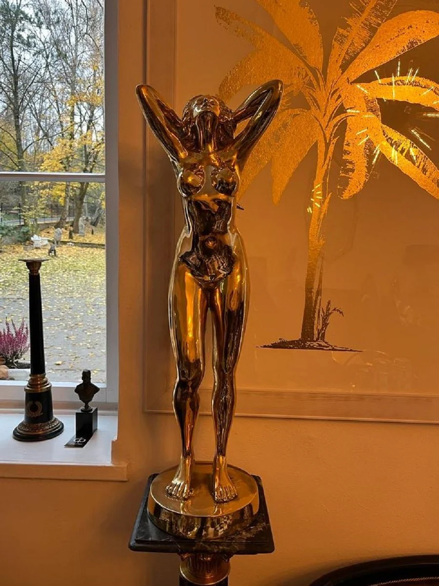 Luxury bronze decorative sculpture woman gold 40 x 30 x H. 100 cm - Large bronze sculpture - Large bronze figure - XXL bronze figure - XXL bronze sculpture - Luxury XXL decorative accessories