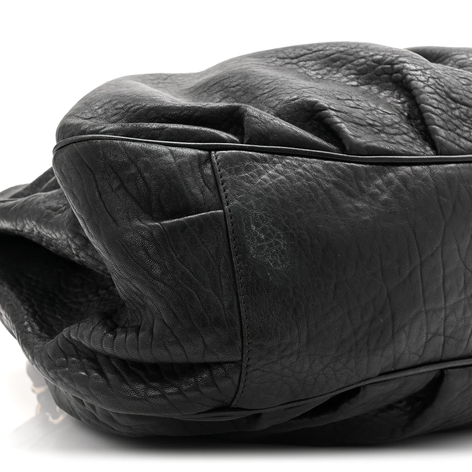 Crinkled Lambskin Mia Tote Black - Top Club