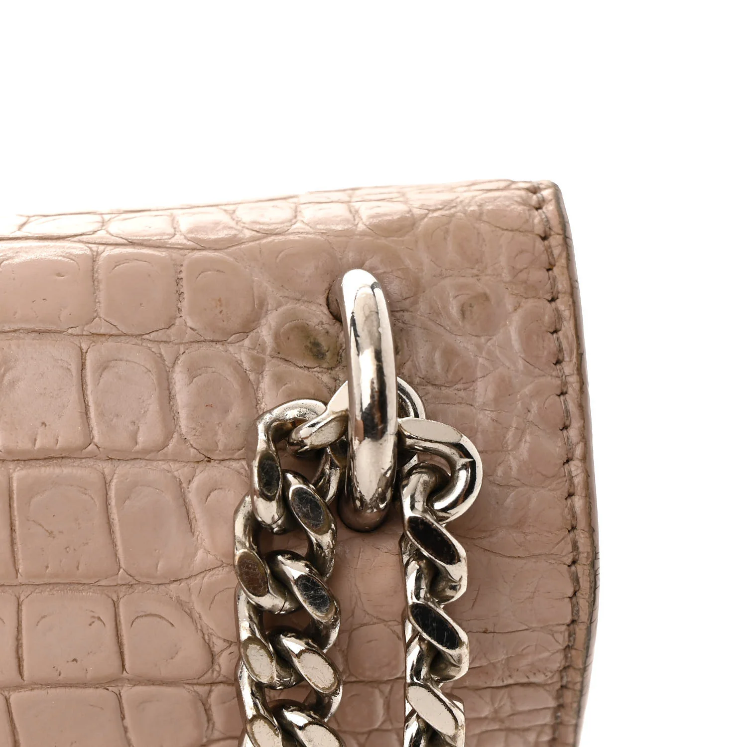 Calfskin Crocodile Embossed Medium Monogram Sunset Rose Antic - Top Club