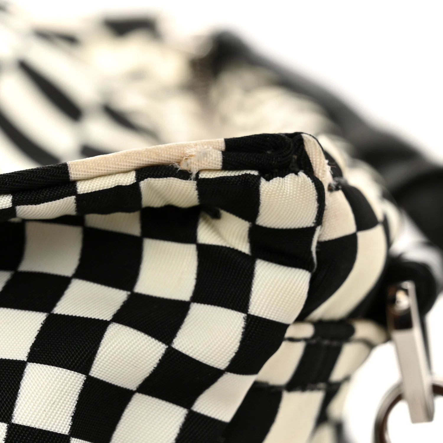 Nylon Checker Print Large Pandora Black White - Top Club