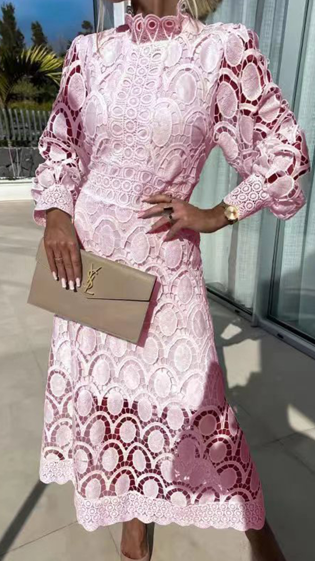 Women's Lace Cotton-Blend Midi Dress - Nordfashionstorm - Women's Clothing, Fashion for You - Nordfashionstorm.com
