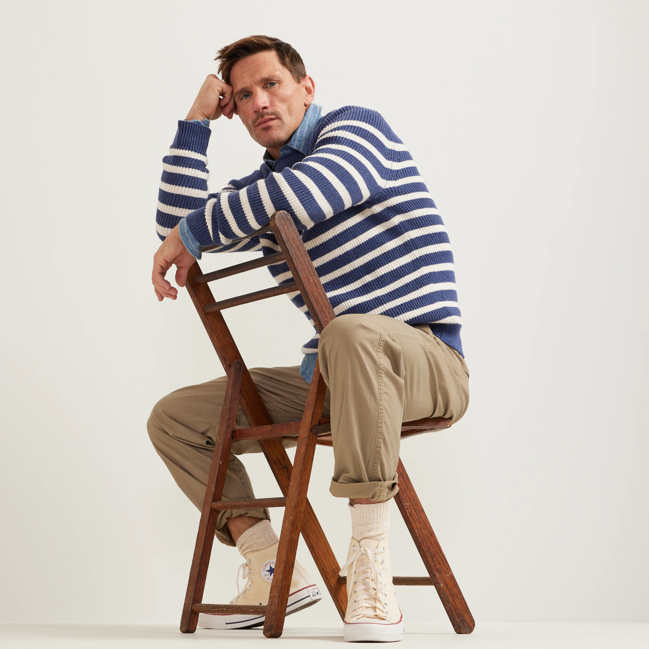 Men's Signature Roll Neck Sweater - Stripe - MoB Apparel
