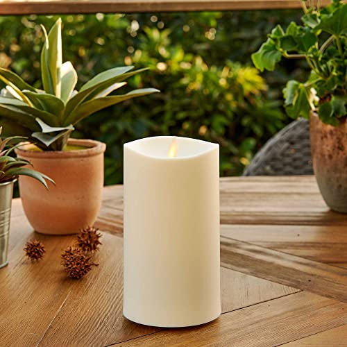 Luminara Realistic Artificial Moving Flame Outdoor Pillar Candle - Moving Flame LED Battery Operated Lights for Outside Christmas, Halloween - Remote Ready - Remote Included - Ivory - 6