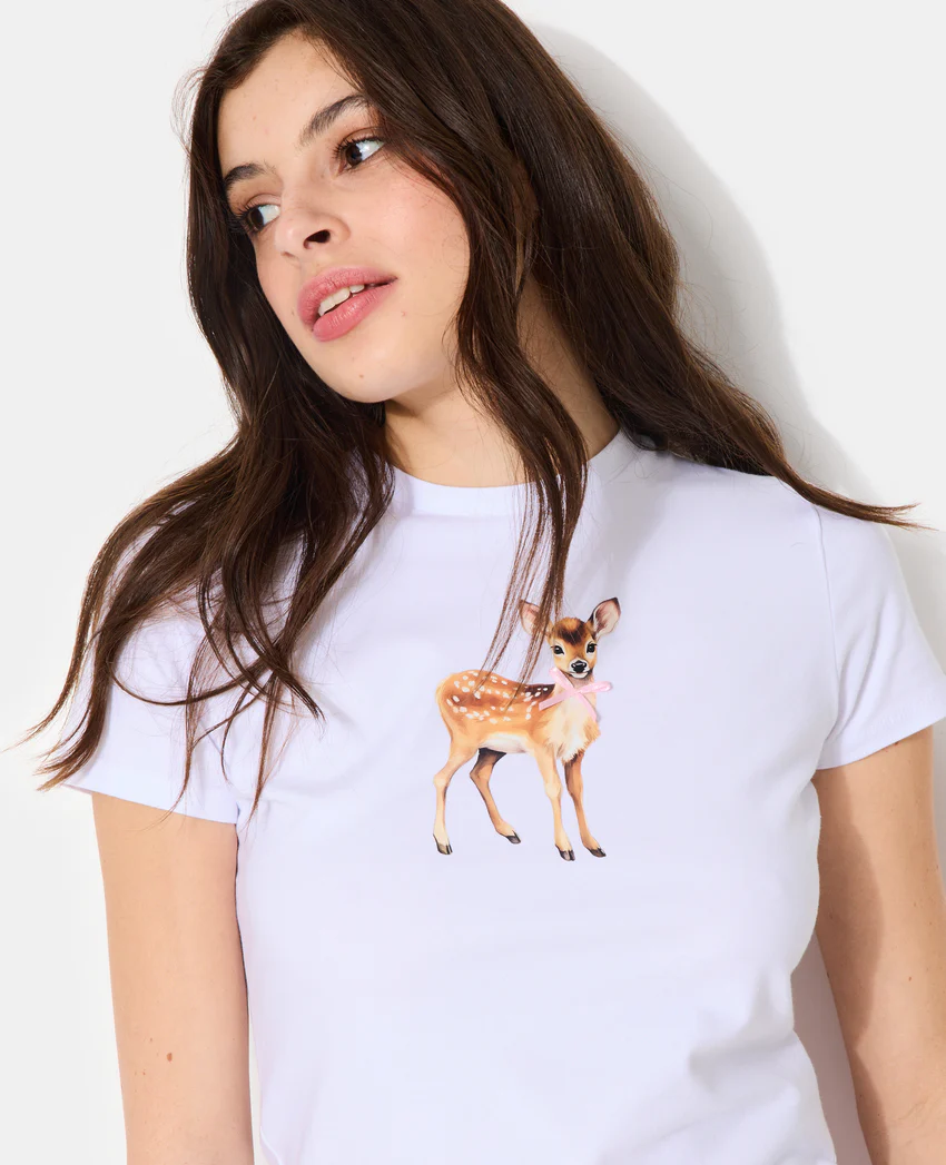 Pimkie T-shirt ajusté avec print faon + nœud cousu