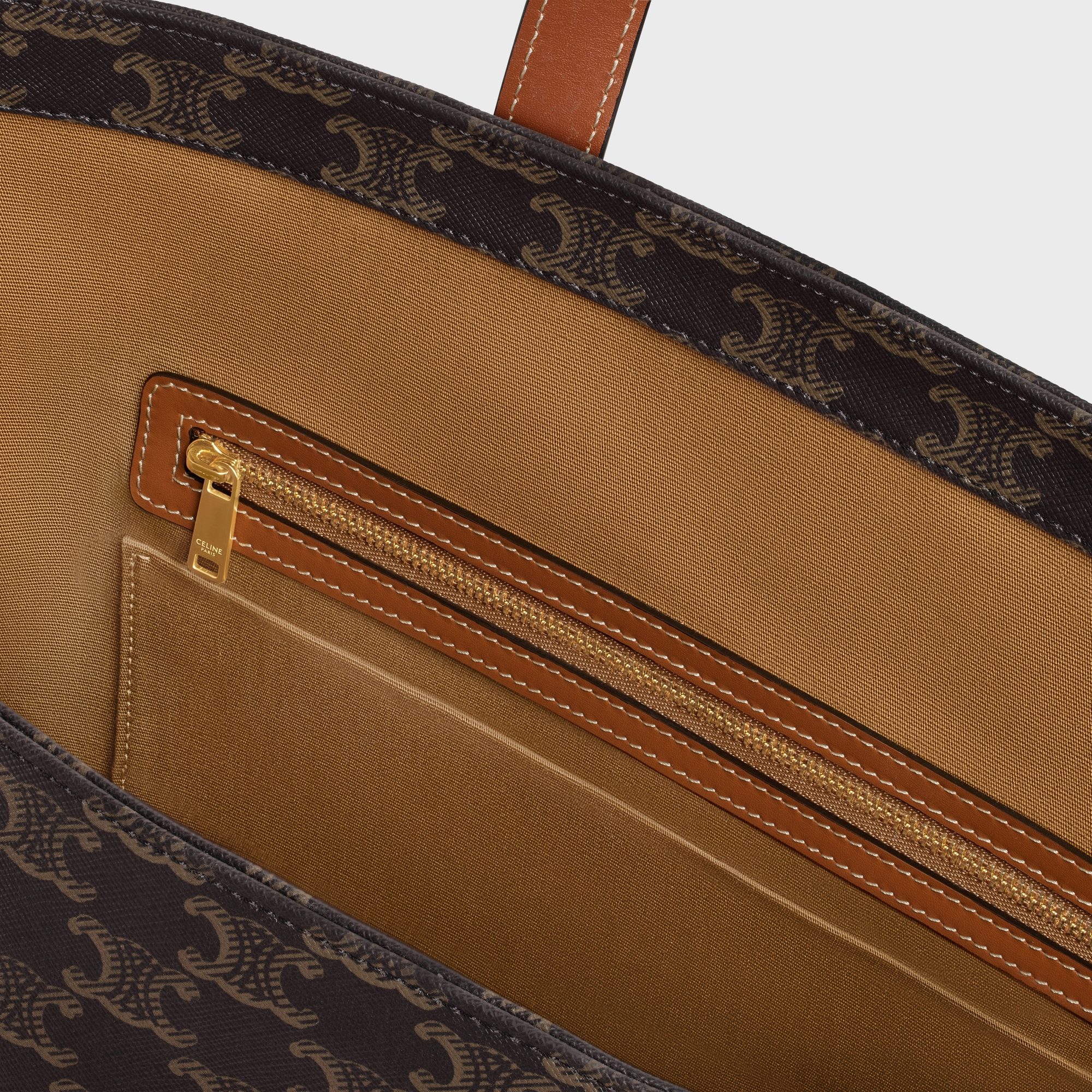 CABAS DRAWSTRING IN TRIOMPHE CANVAS AND CALFSKIN TAN - Top Club