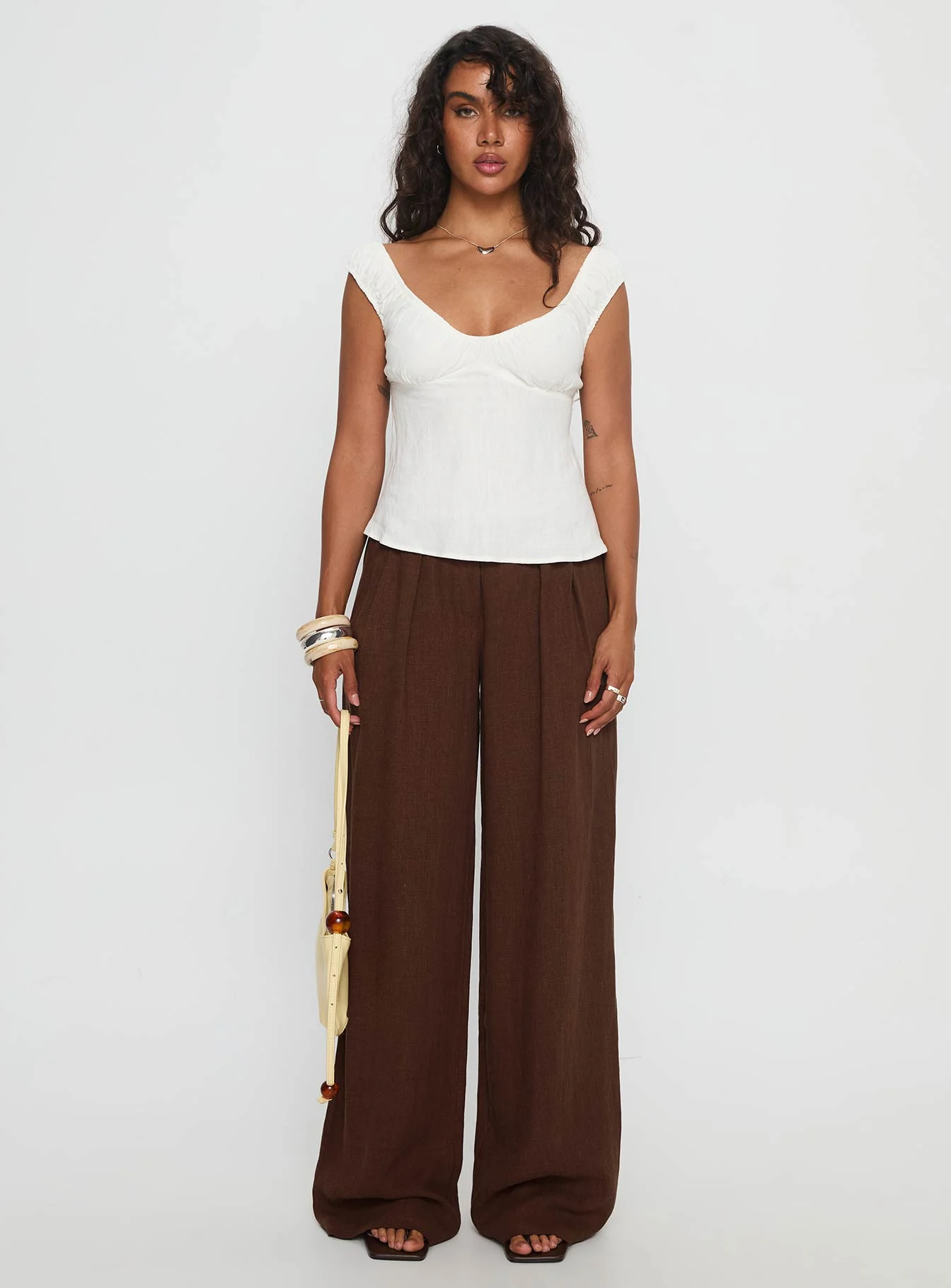 Vianca Low Rise Linen Pant Chocolate