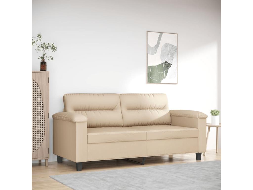 Sofá de 2 plazas de tela de microfibra color crema 140 cm