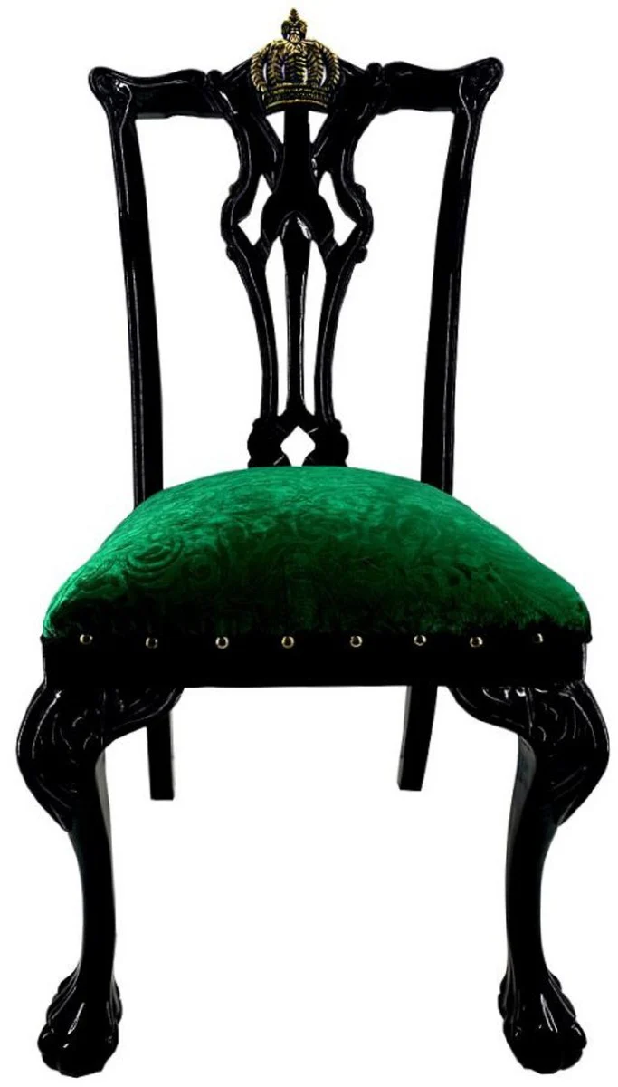 Pompöös by Luxury Baroque Dining Room Chairs Green Bouquet Pattern / Black / Gold - Pompöös Baroque Chairs designed by Harald Glööckler - 4 Dining Room Chairs - Baroque Dining Room Furniture