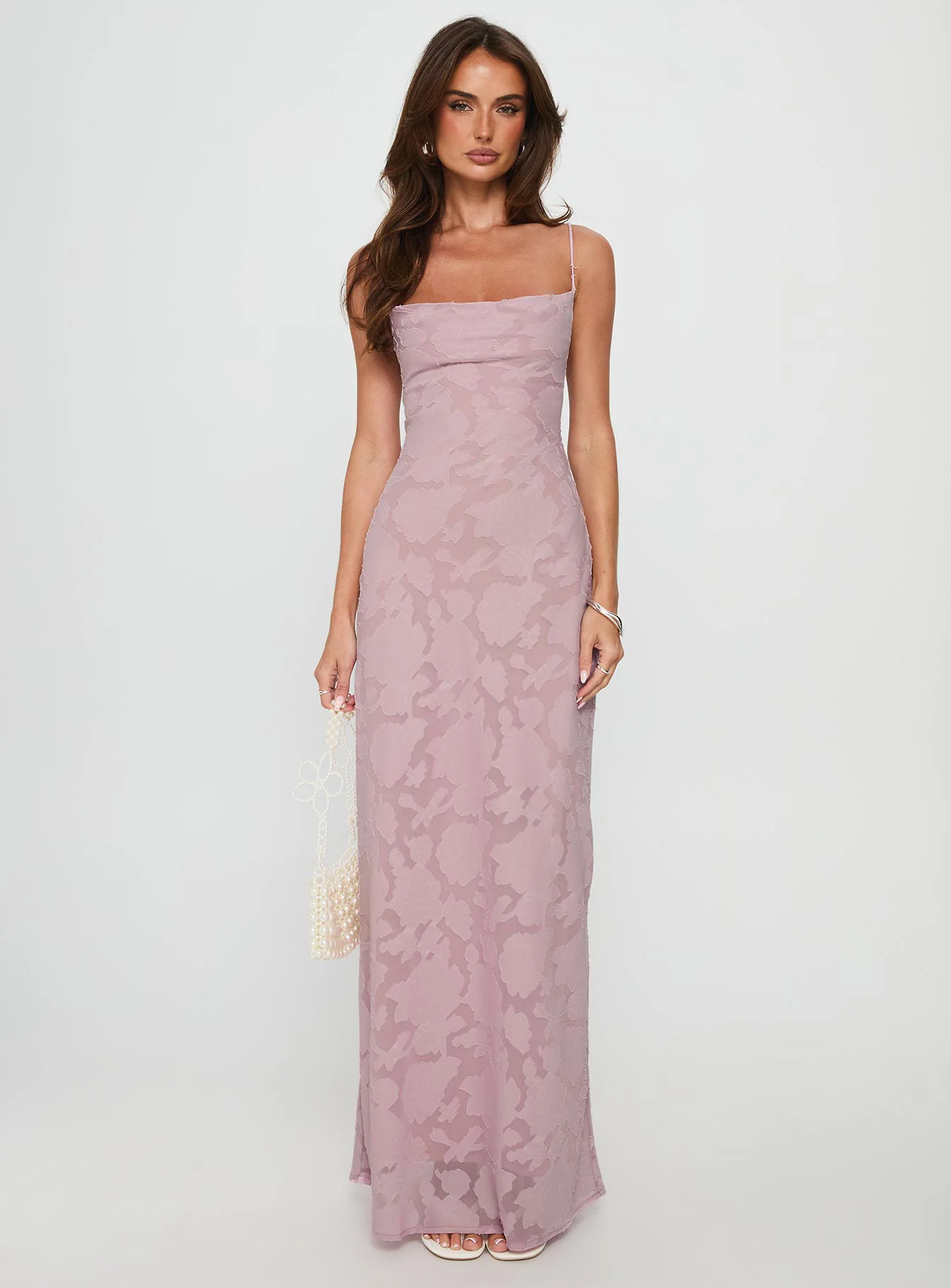 Celena Maxi Dress Light Pink Burnout