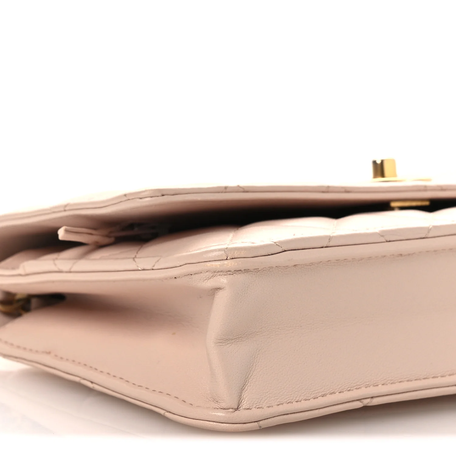 Lambskin Quilted CC Pearl Crush Wallet on Chain WOC Light Pink - Top Club
