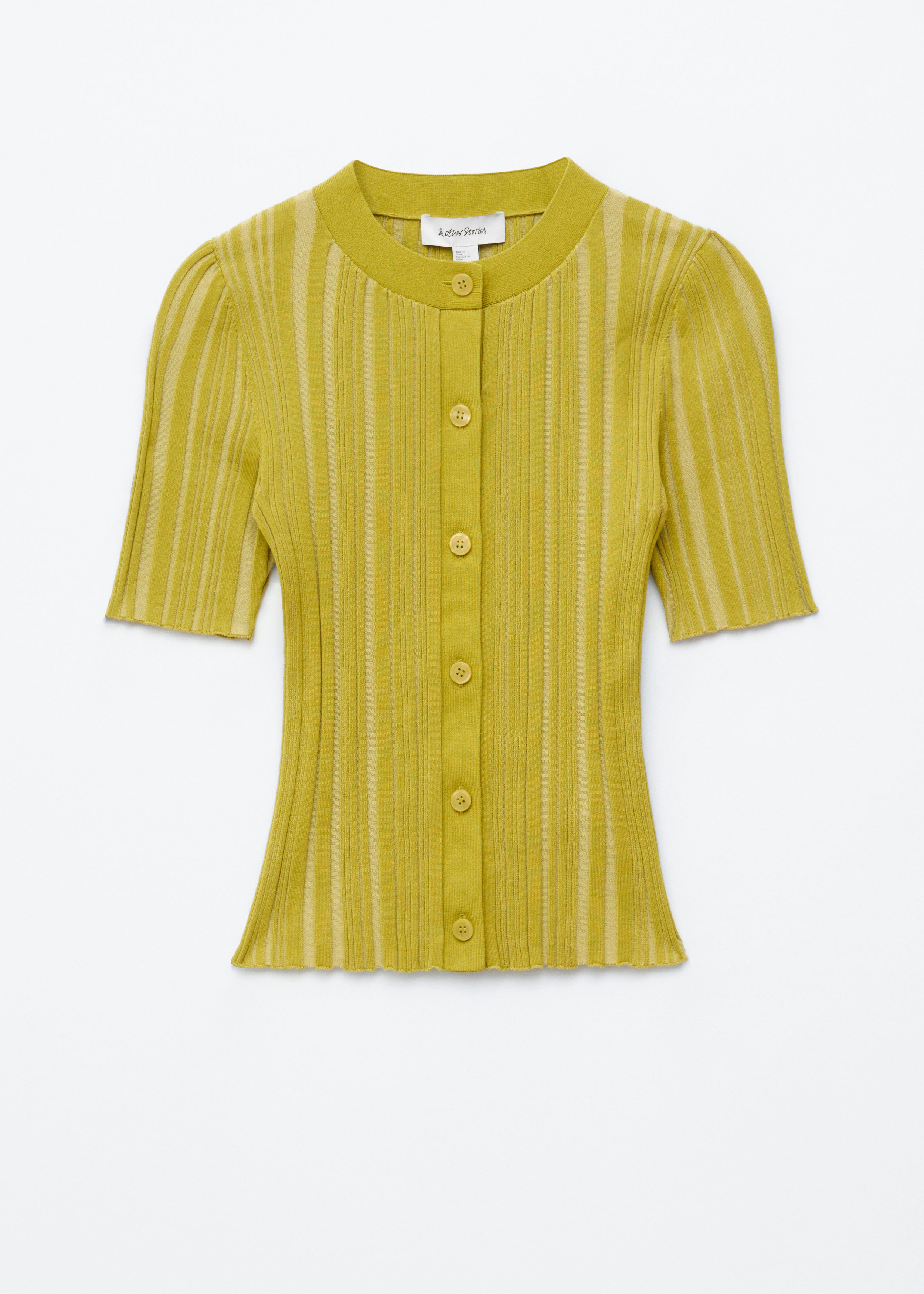 & Other Stories SHORT-SLEEVE RIB-KNIT CARDIGAN