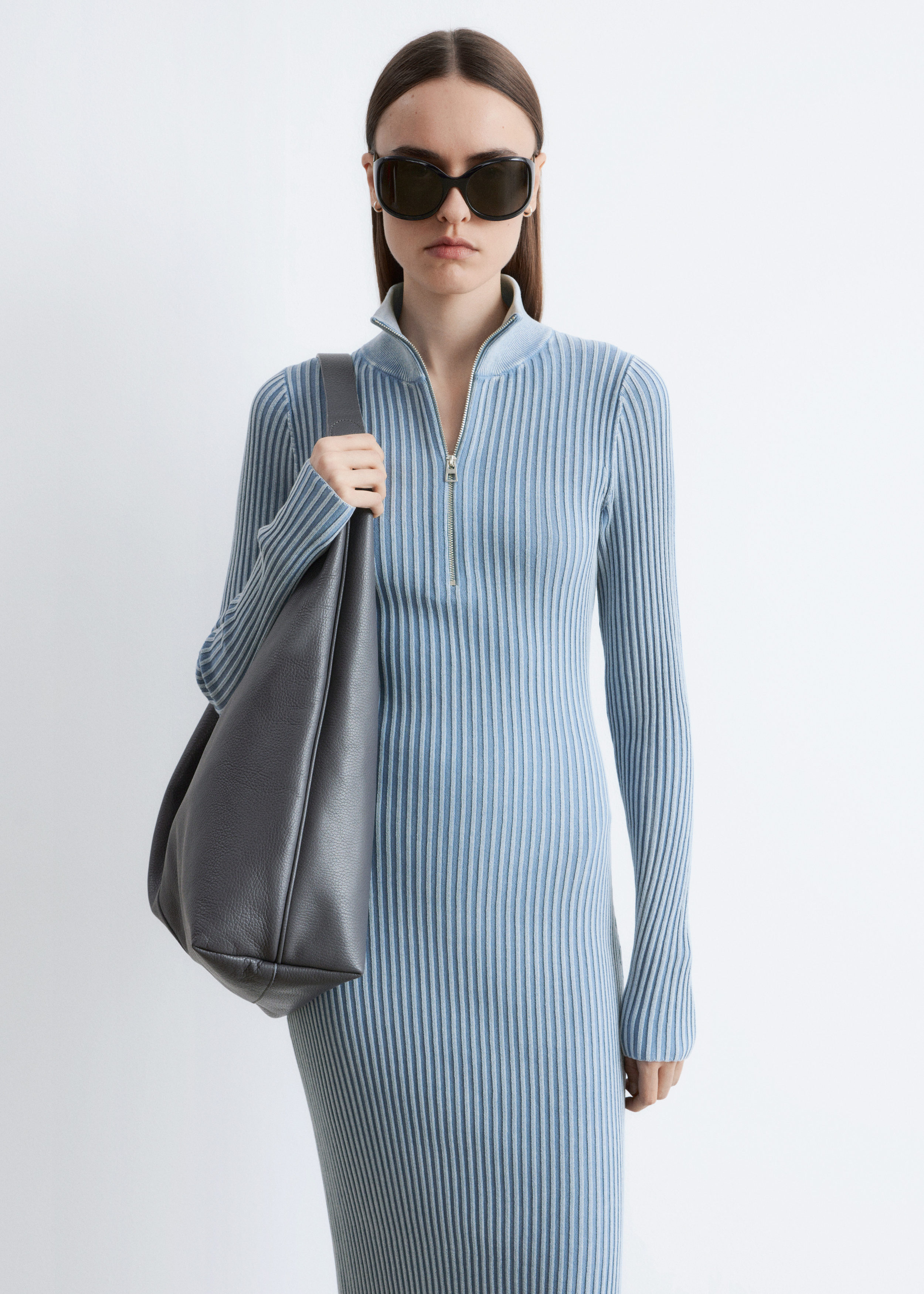 & Other Stories RIBBED ZIP-UP MAXI DRESS