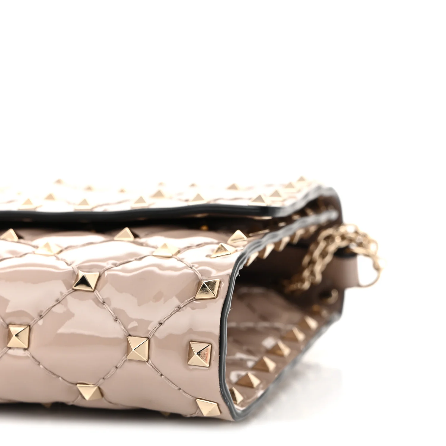 Patent Rockstud Spike Wallet on Chain Poudre - Top Club